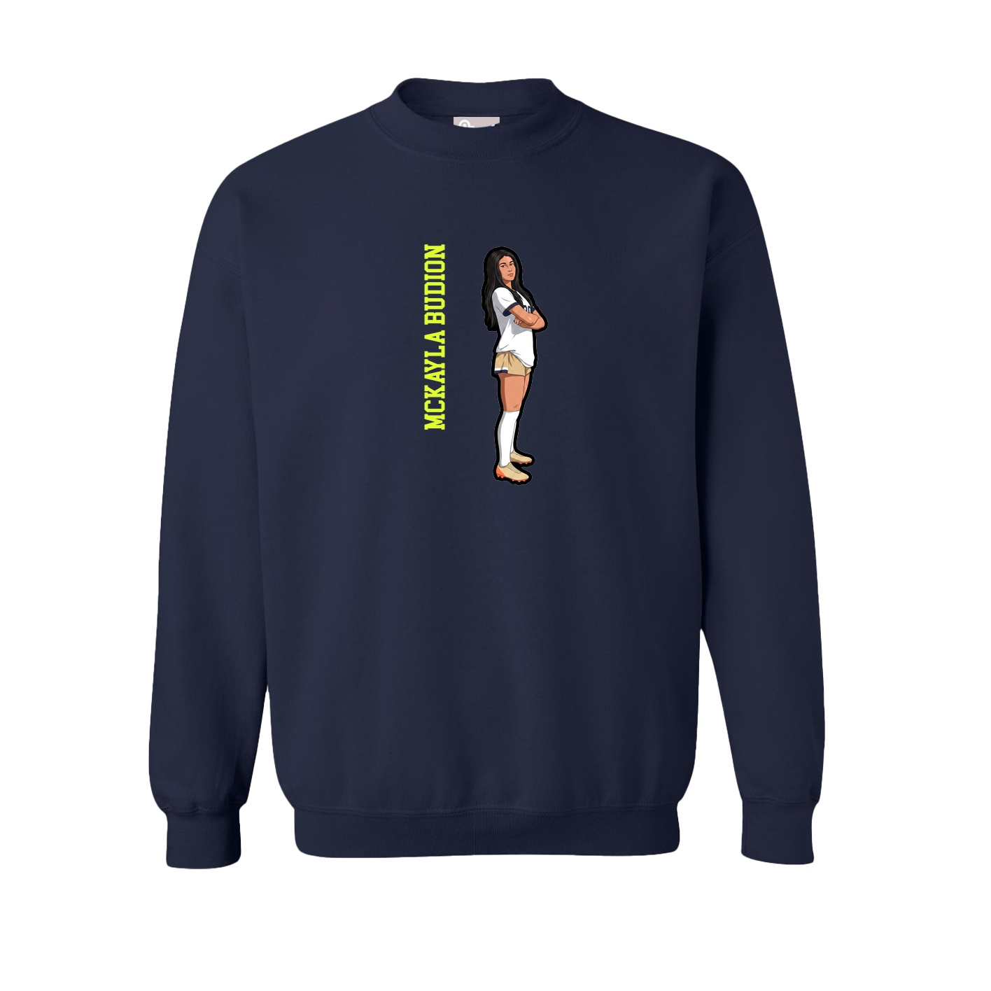 Fleece Crew — Name Vertical in Navy