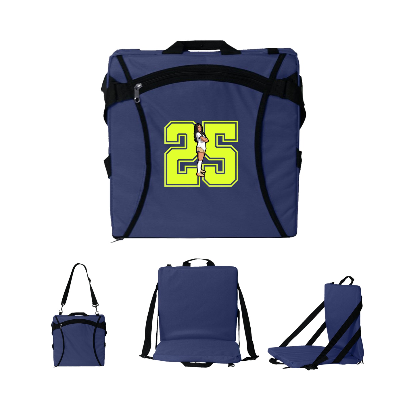 Folding Stadium Seat — Number in Navy