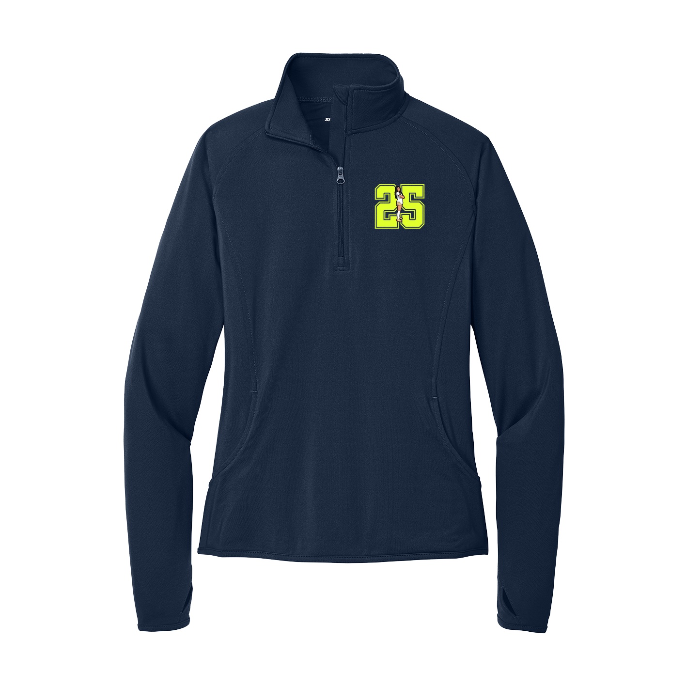 Women's Q-Zip Pullover — Number in Navy