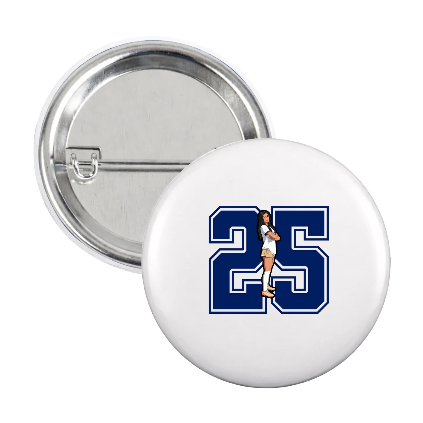 Game Day Button — Number in White