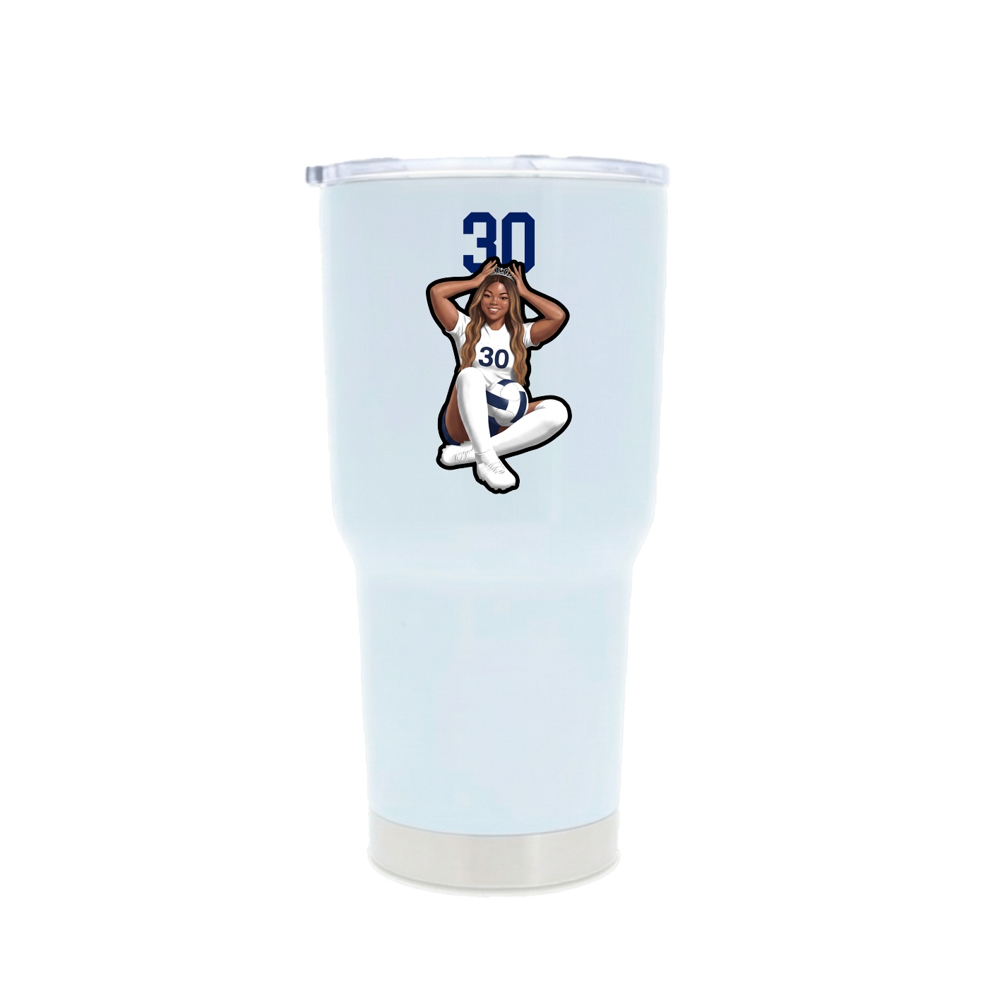 30oz Stainless Steel Tumbler — Number Top in White