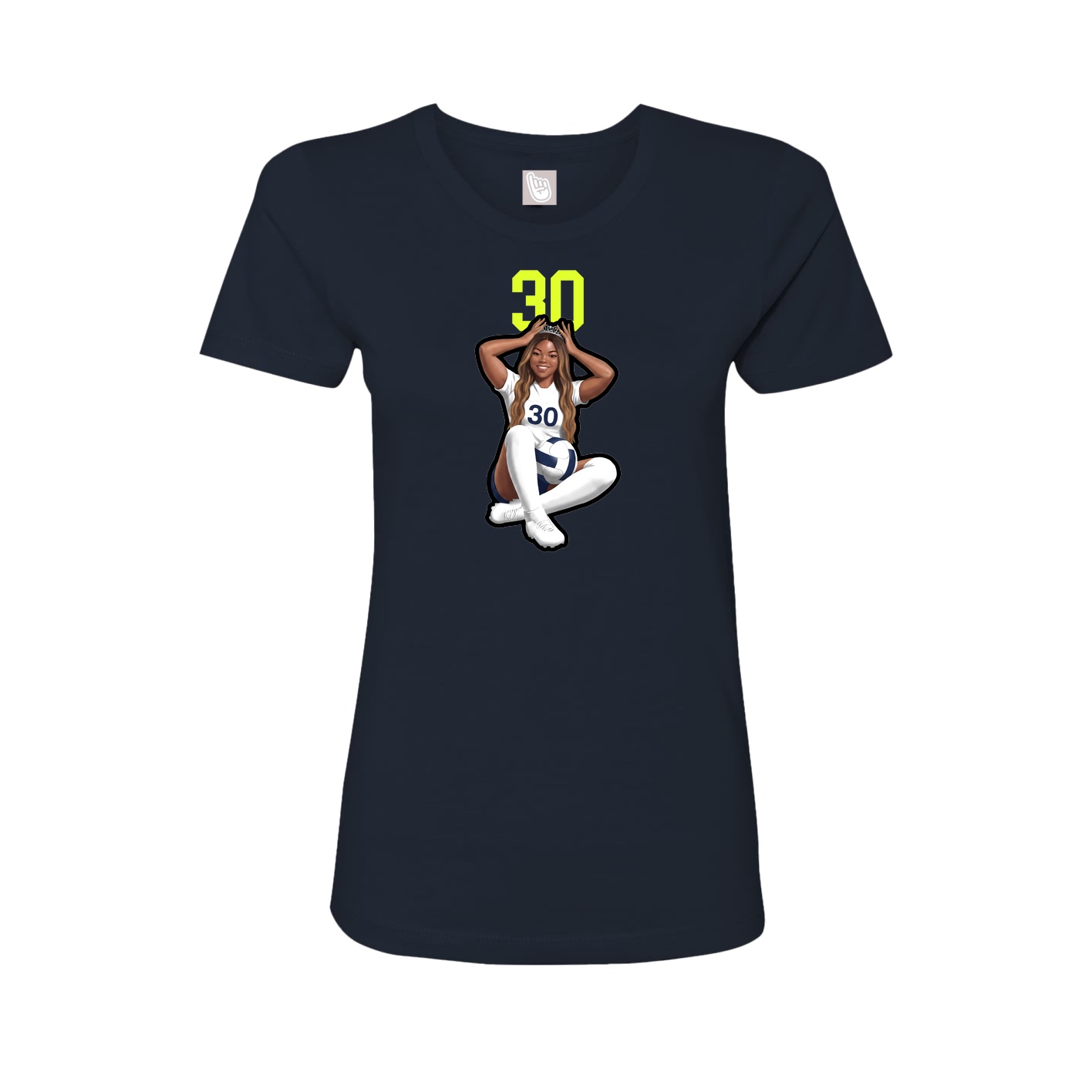 Fitted Women's Tee — Number Top in Navy