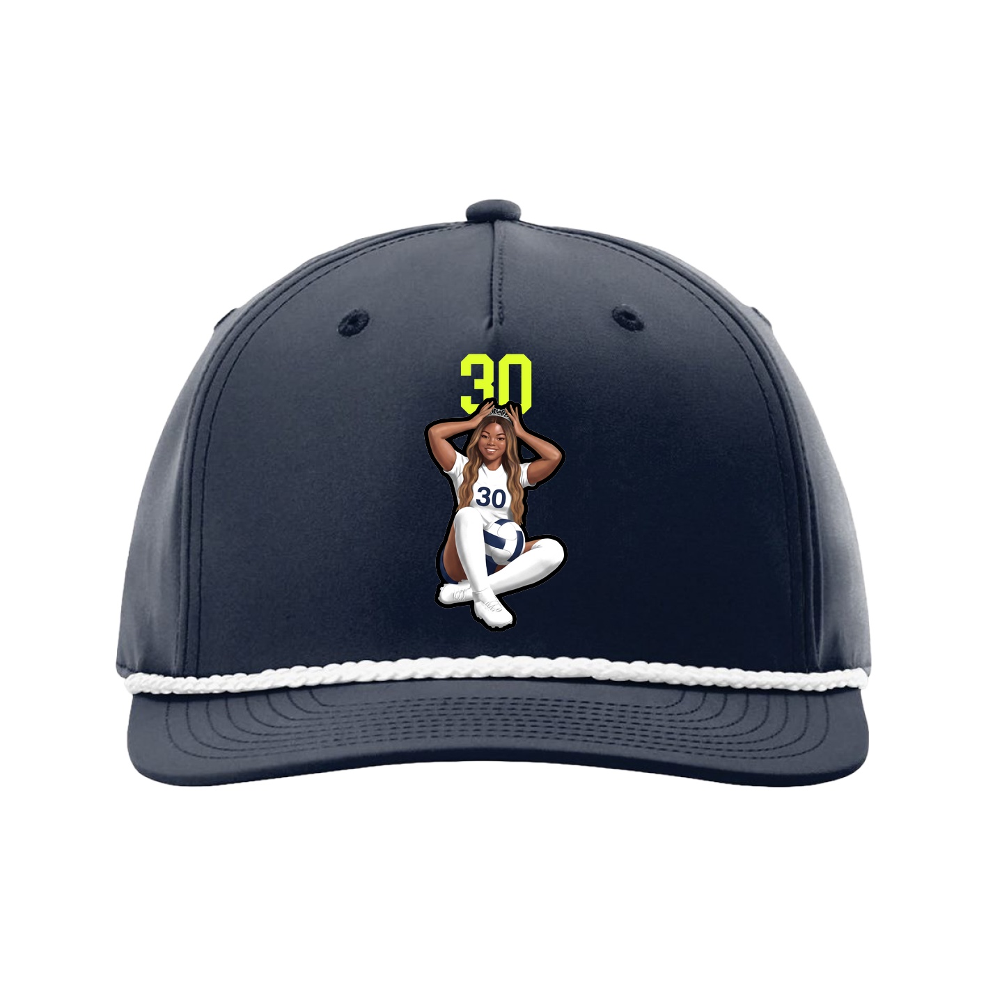 Five-Panel Classic Rope Cap — Number Top in Navy