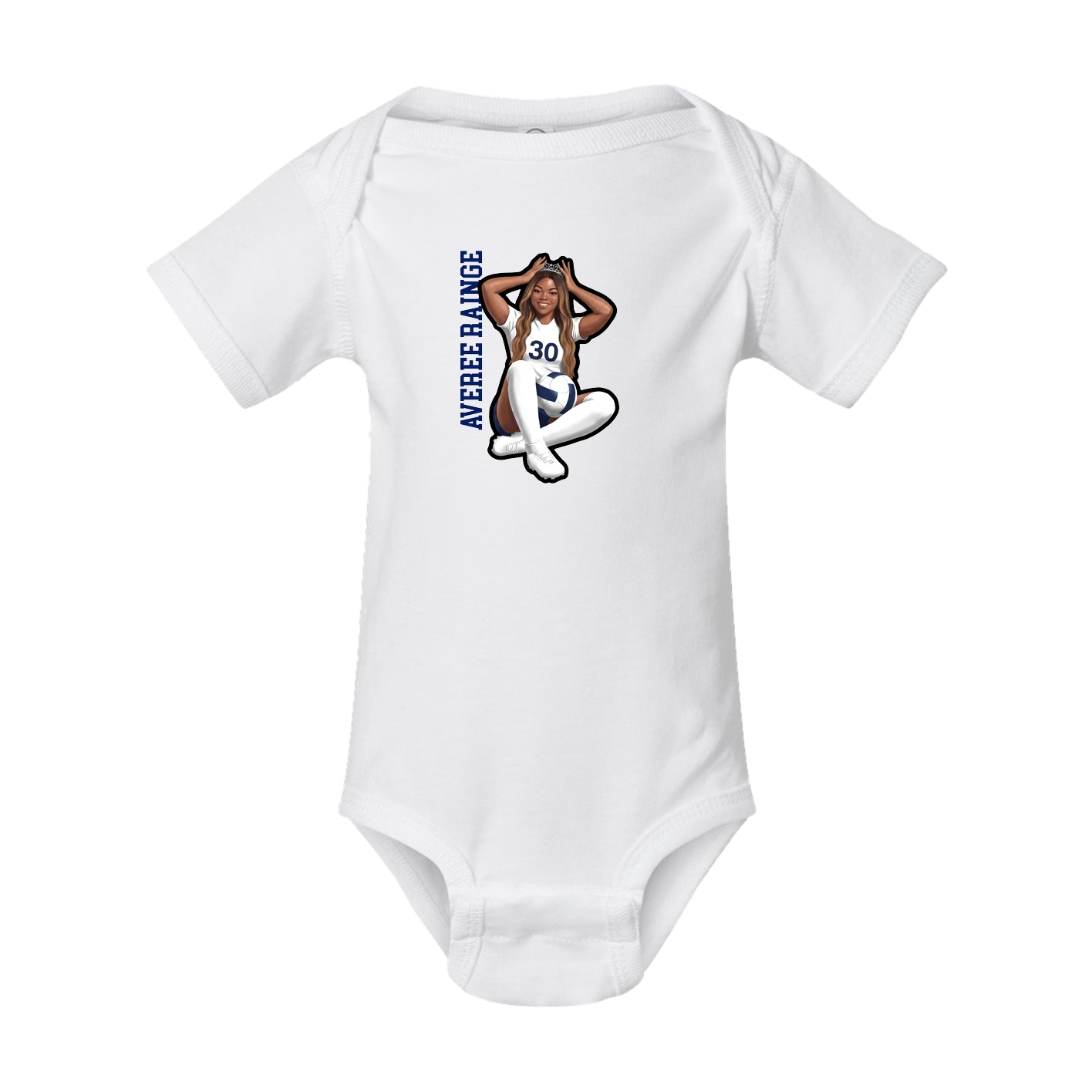 Baby Onesie — Name Vertical in White