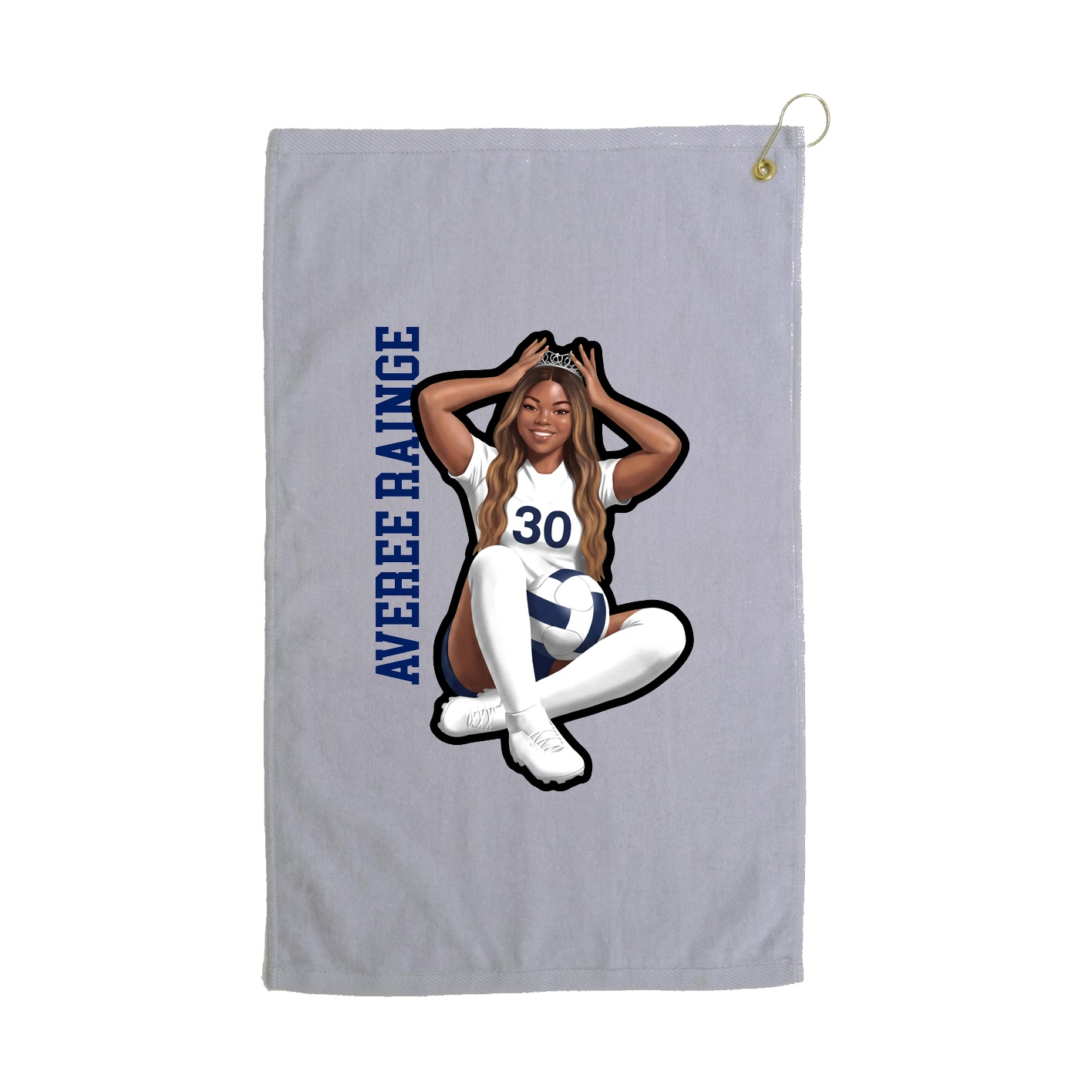 Golf Towel — Name Vertical in Grey