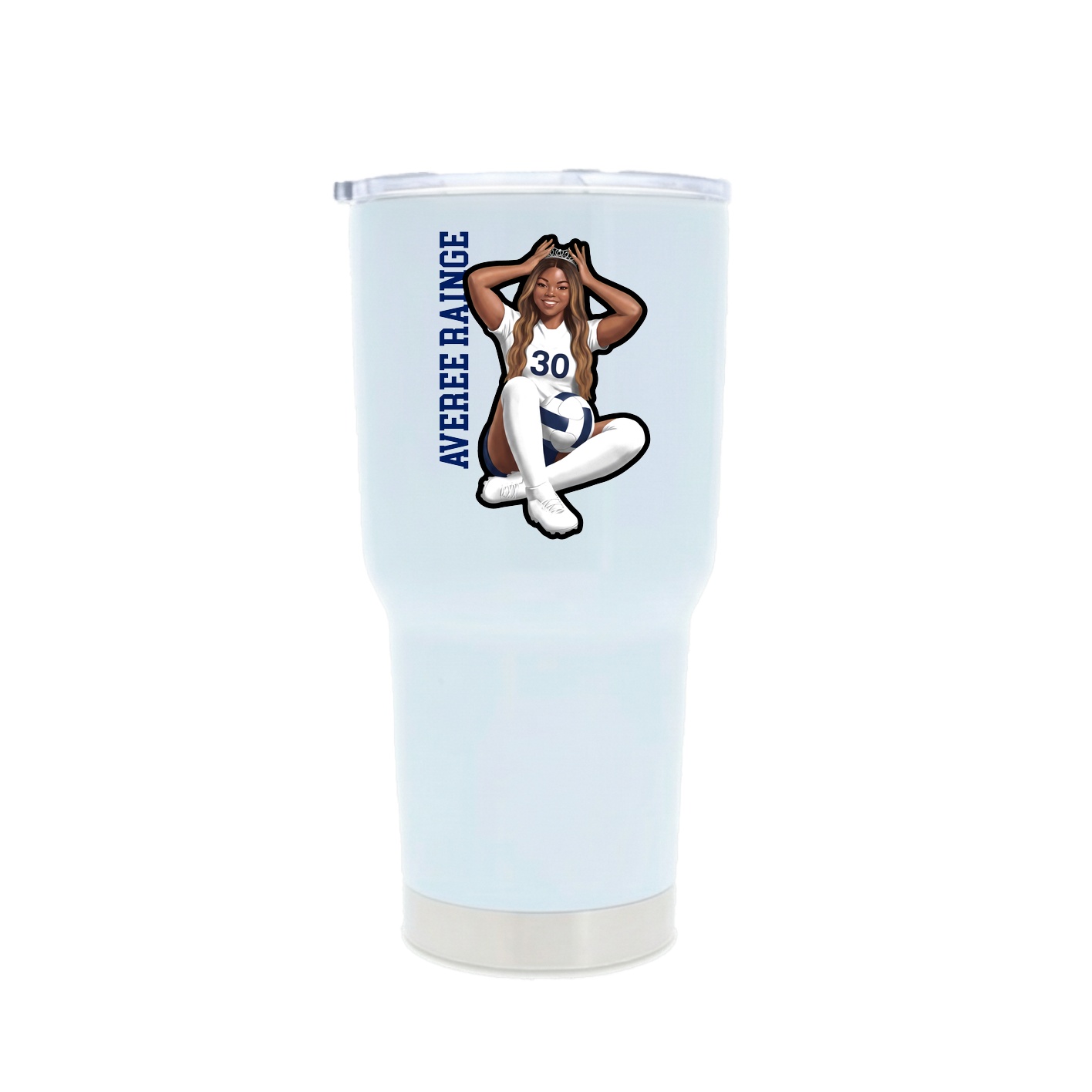 30oz Stainless Steel Tumbler — Name Vertical in White