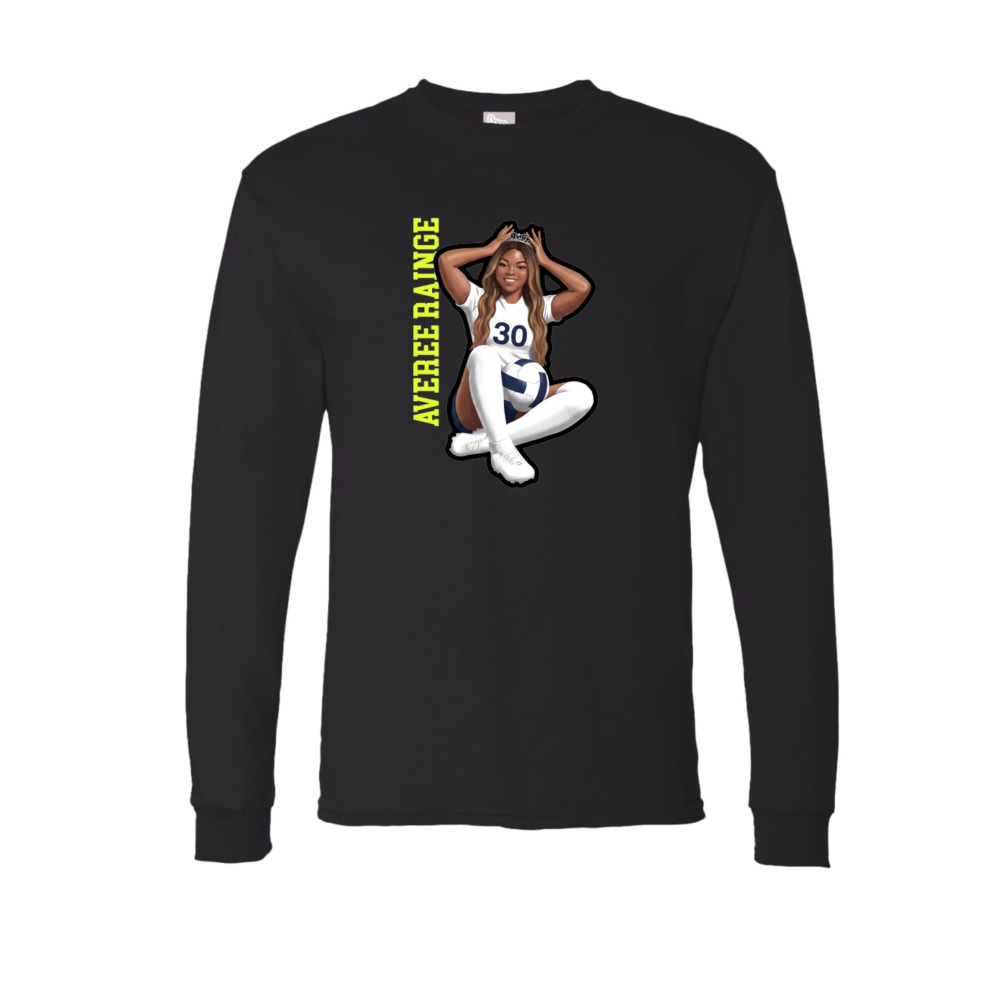 Long Sleeve Tee — Name Vertical in Black