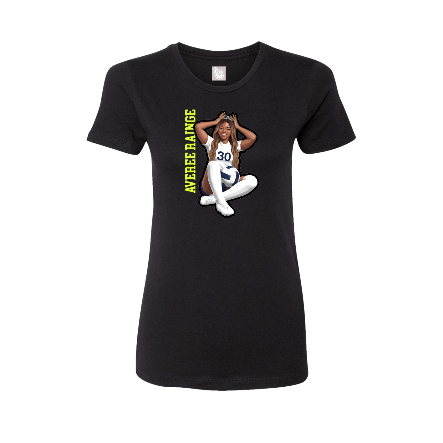Fitted Women's Tee — Name Vertical in Black