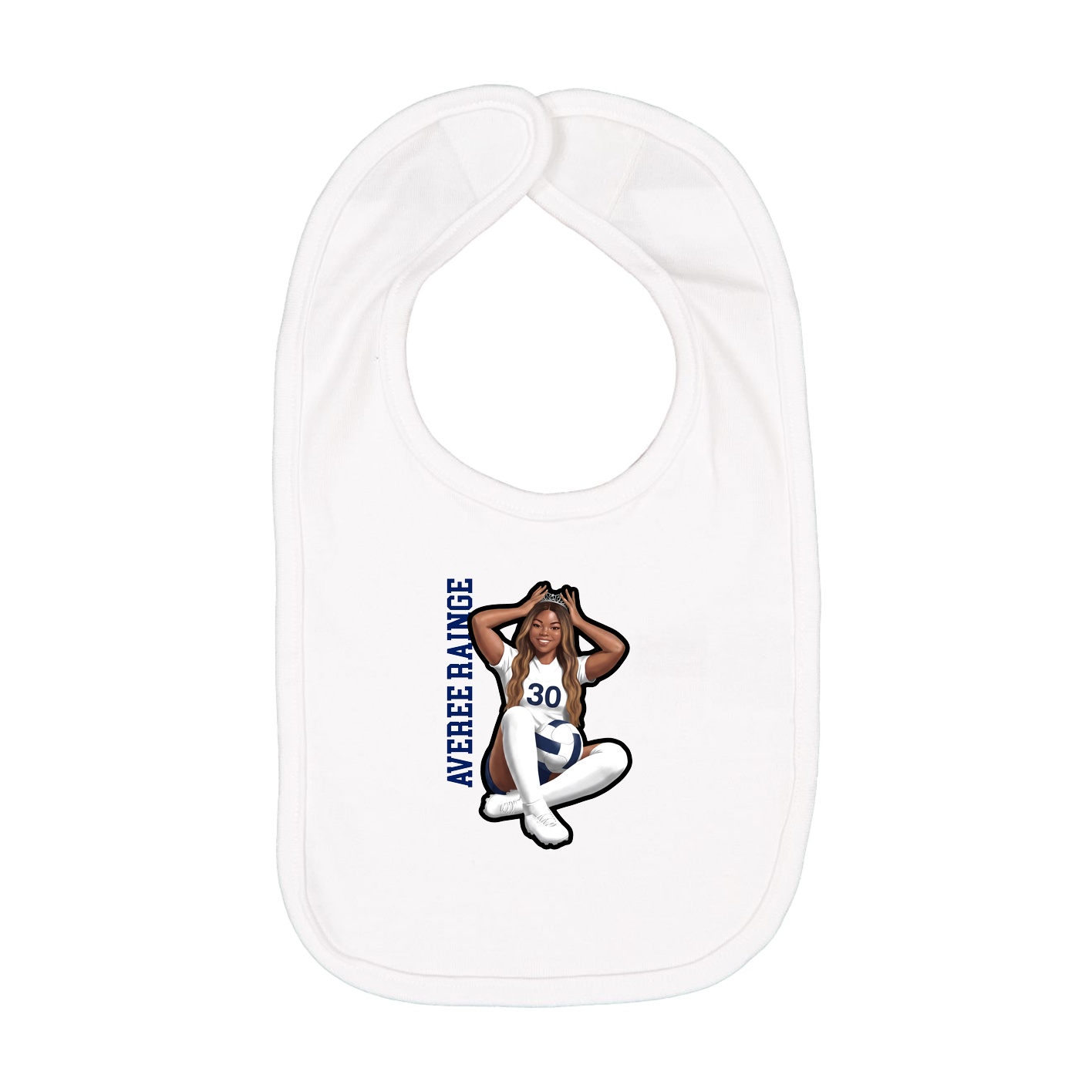 Infant Bib — Name Vertical in White