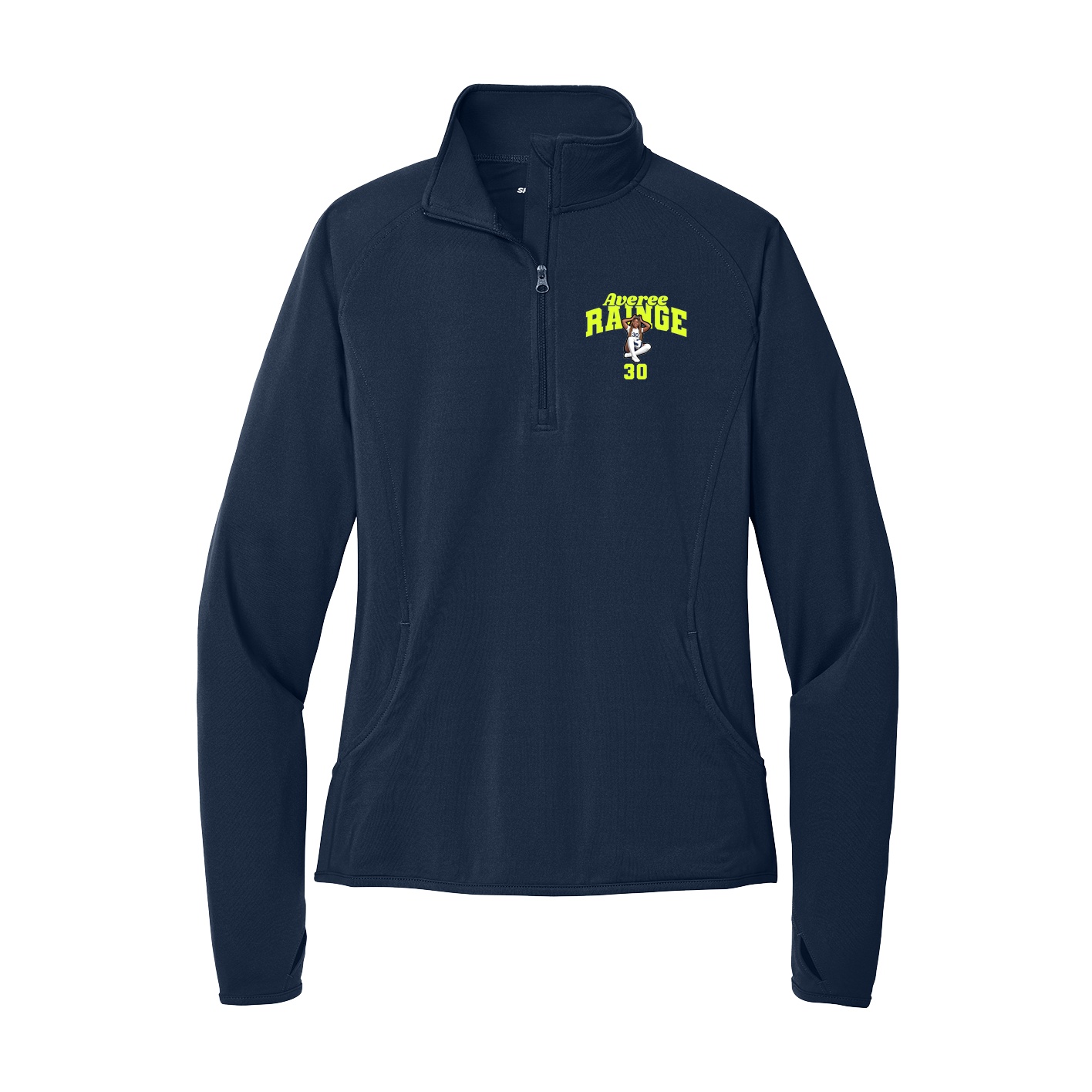 Women's Q-Zip Pullover — Signature Arch in Navy