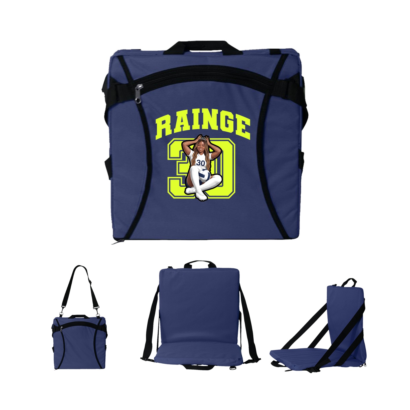 Folding Stadium Seat — Number in Navy