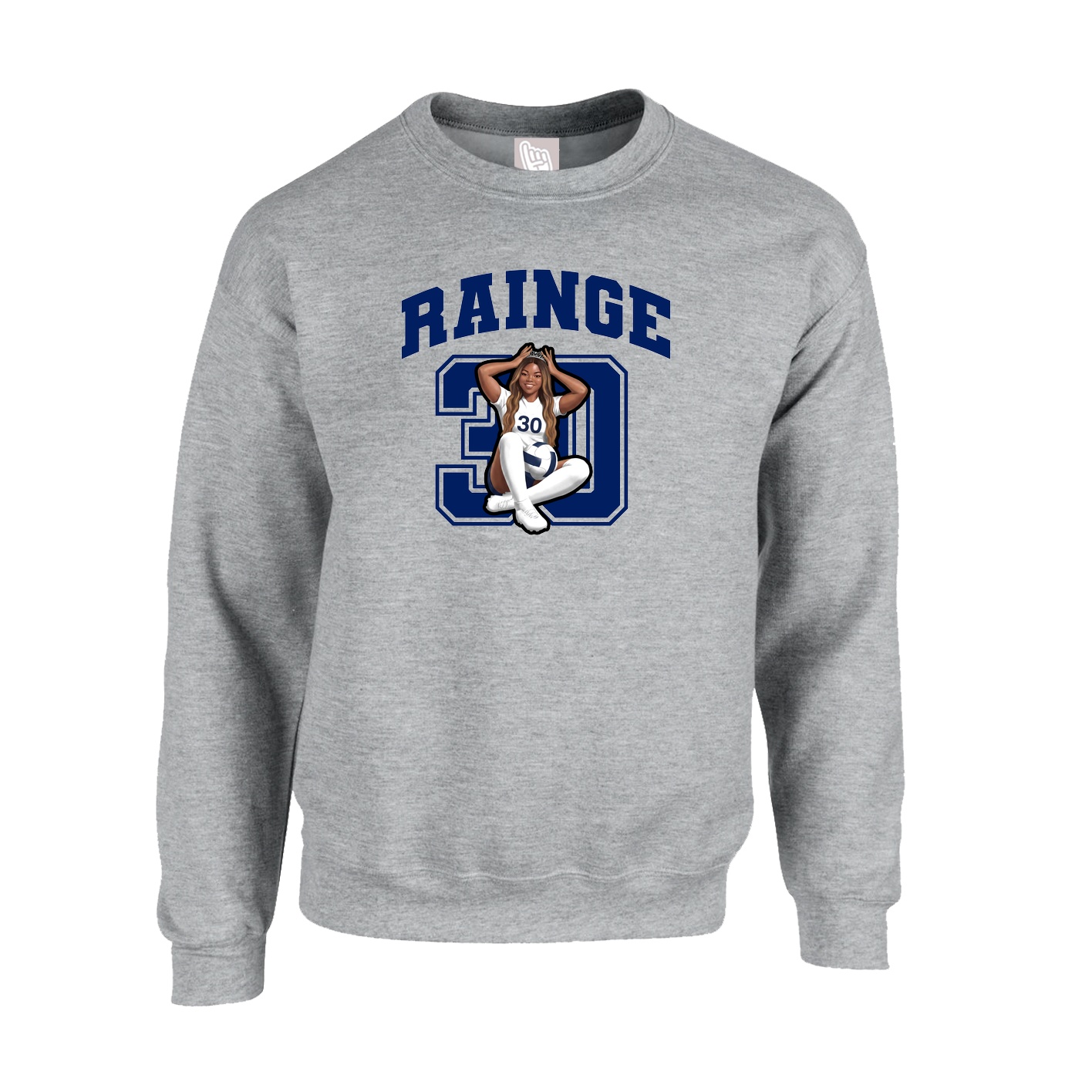 Fleece Crew — Number in Grey