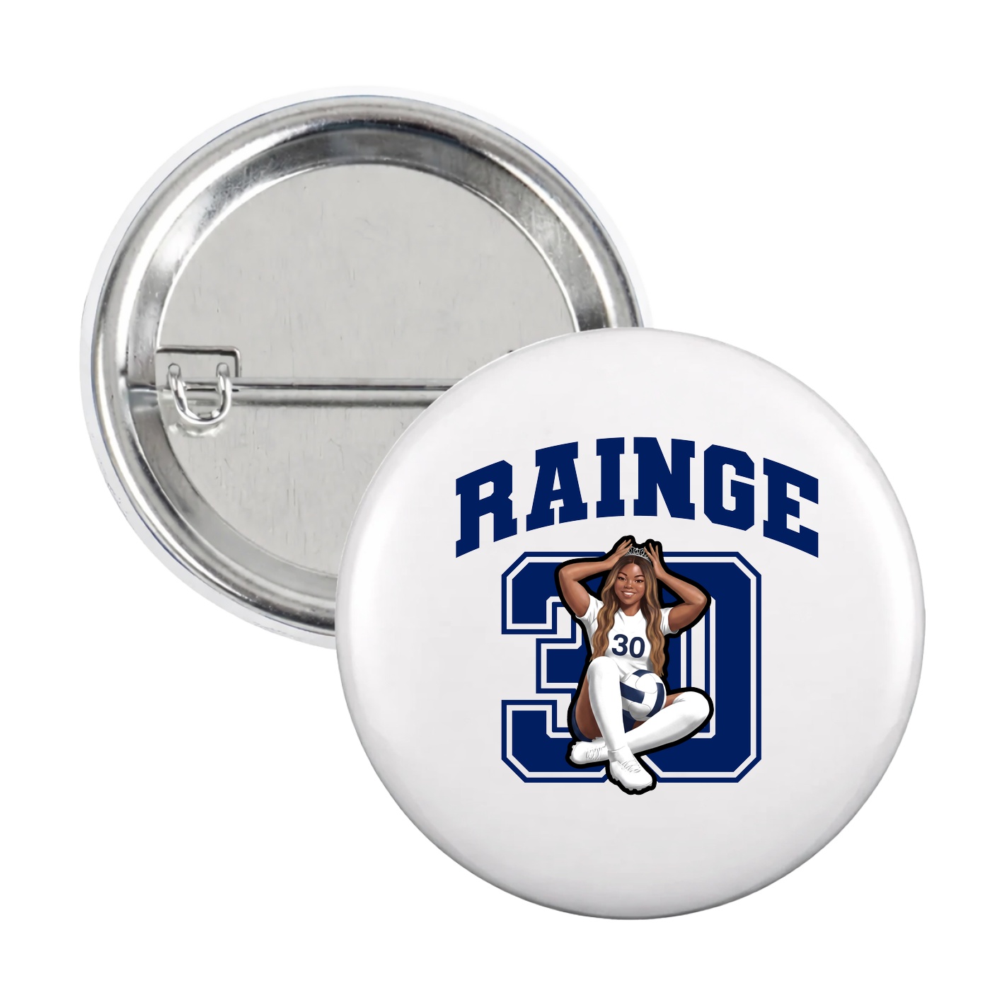Game Day Button — Number in White