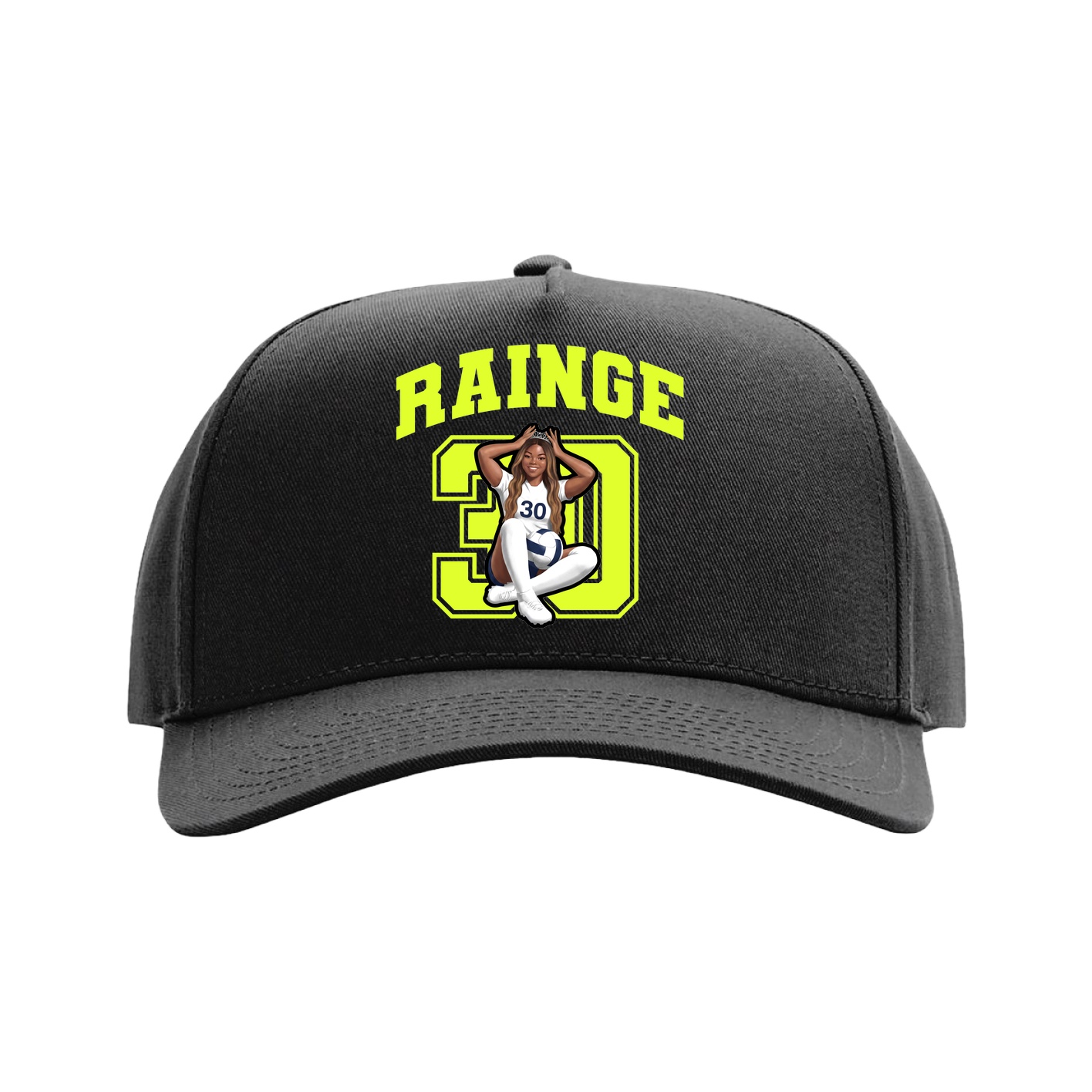 Full Fabric Five-Panel Champ Cap — Number in Black
