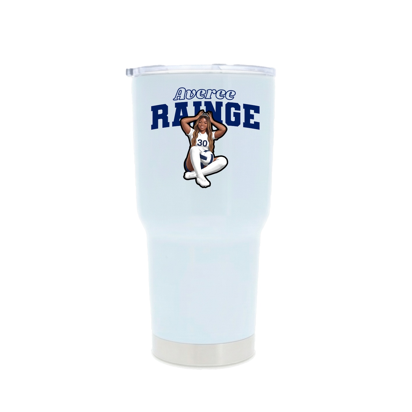 30oz Stainless Steel Tumbler — Name Arch in White