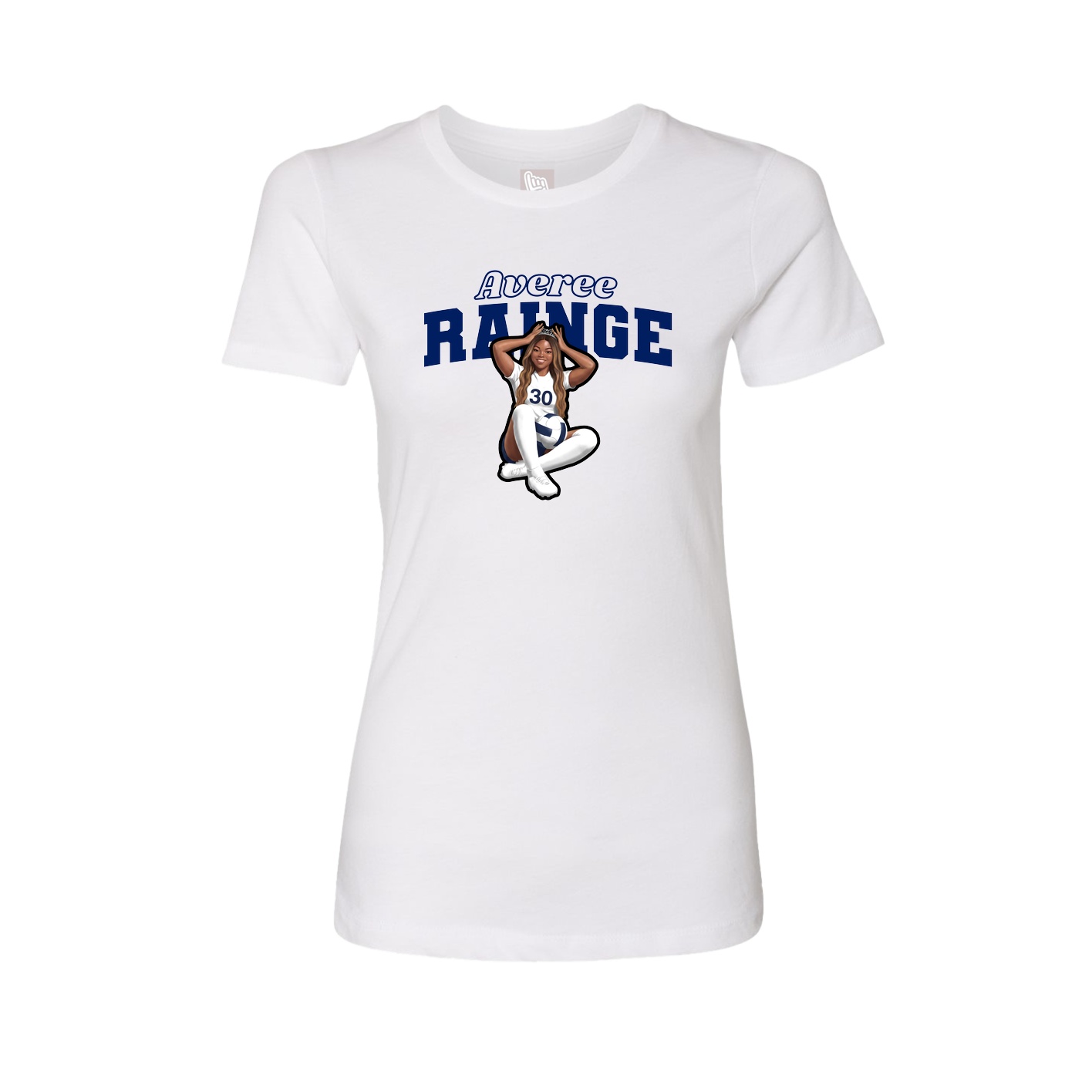Fitted Women's Tee — Name Arch in White