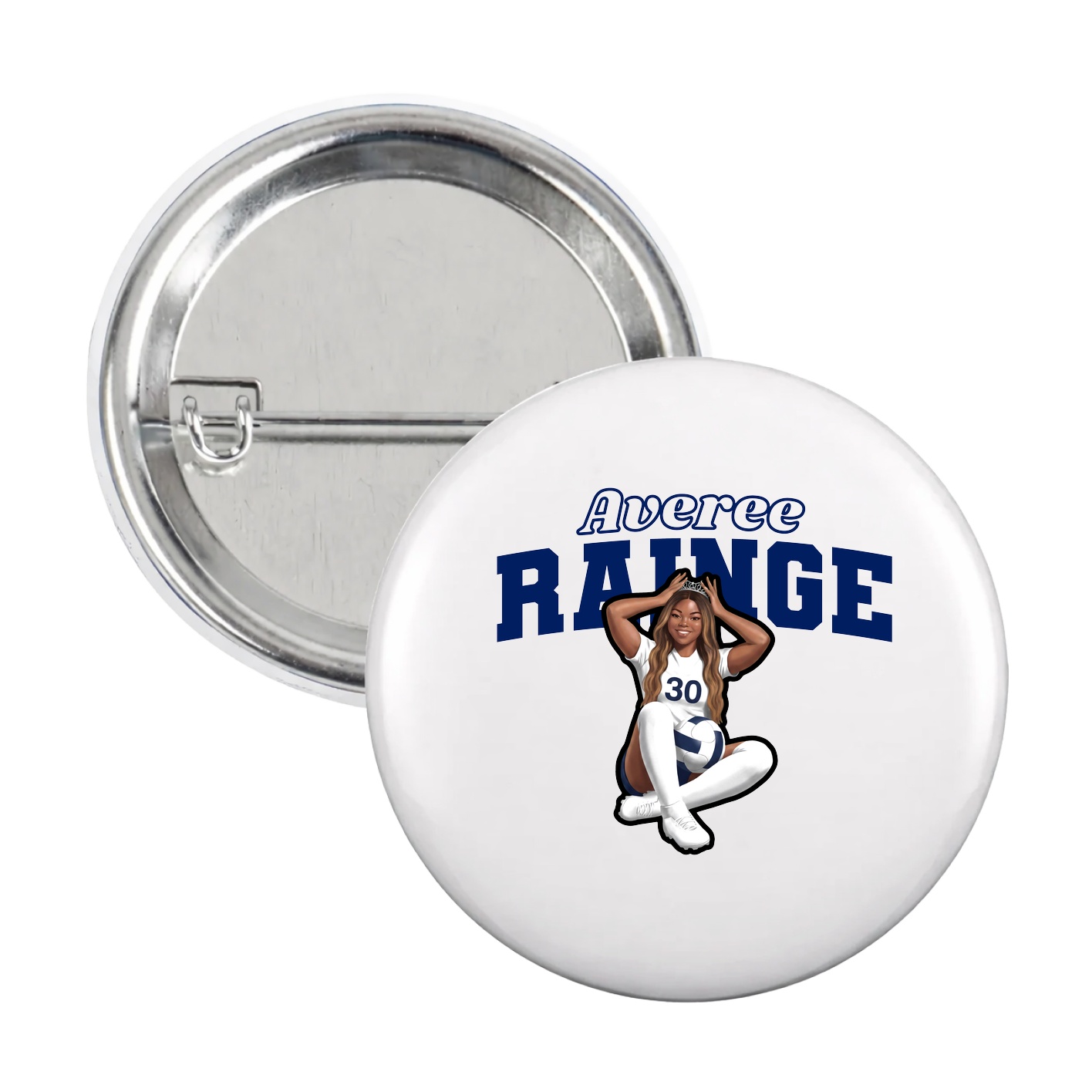 Game Day Button — Name Arch in White