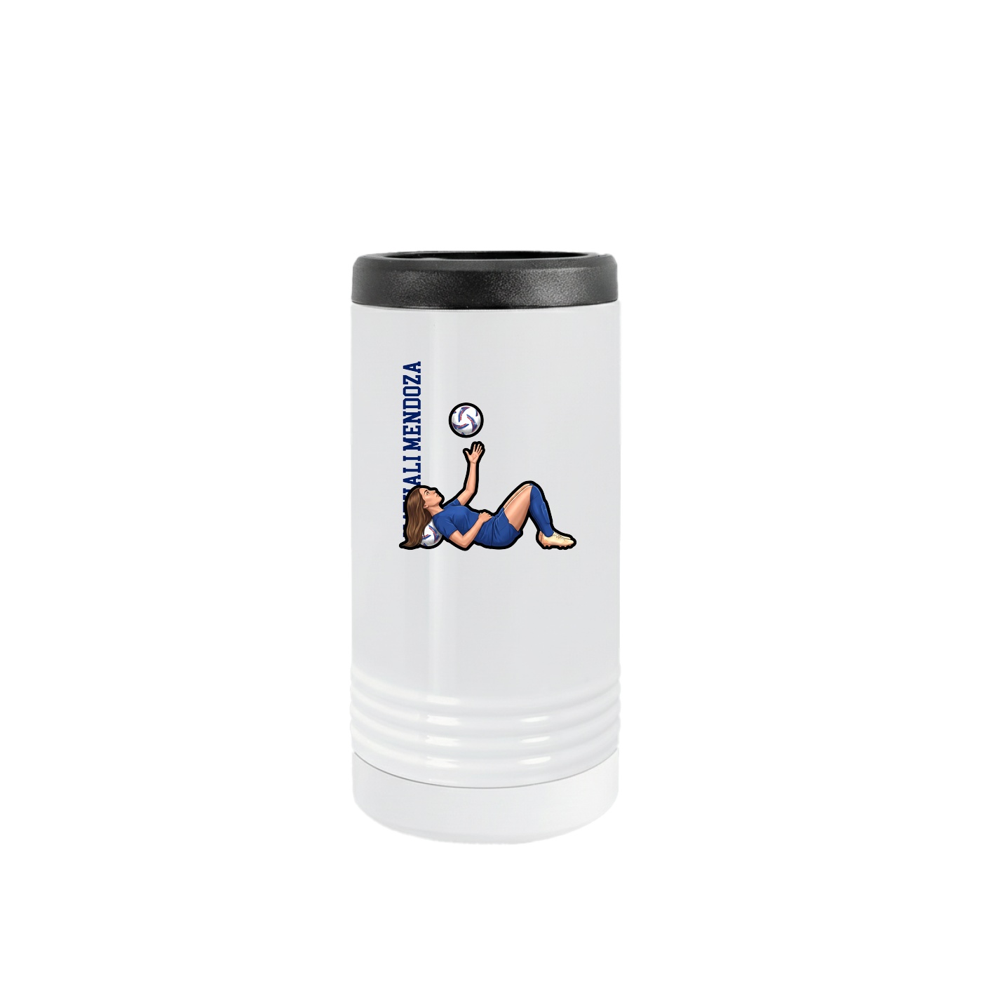 Slim Beverage Holder — Name Vertical in White