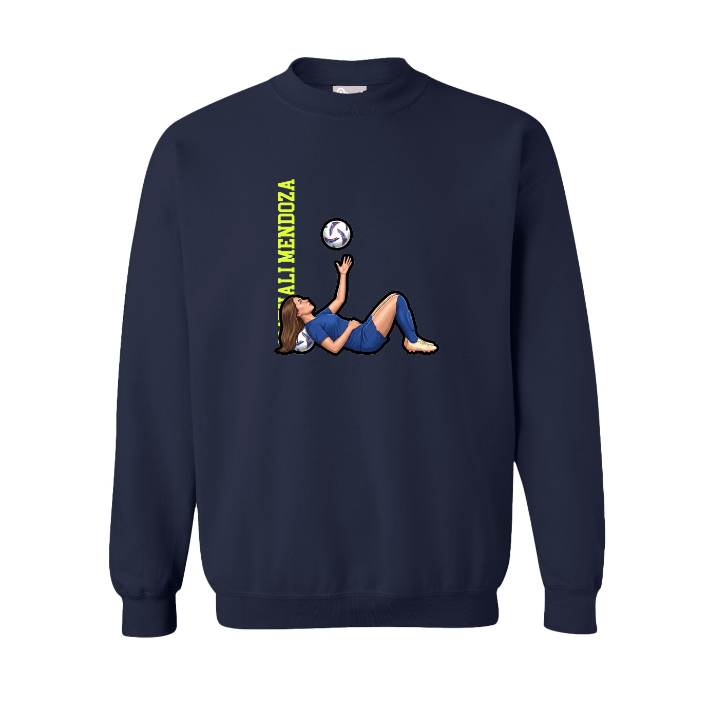 Fleece Crew — Name Vertical in Navy
