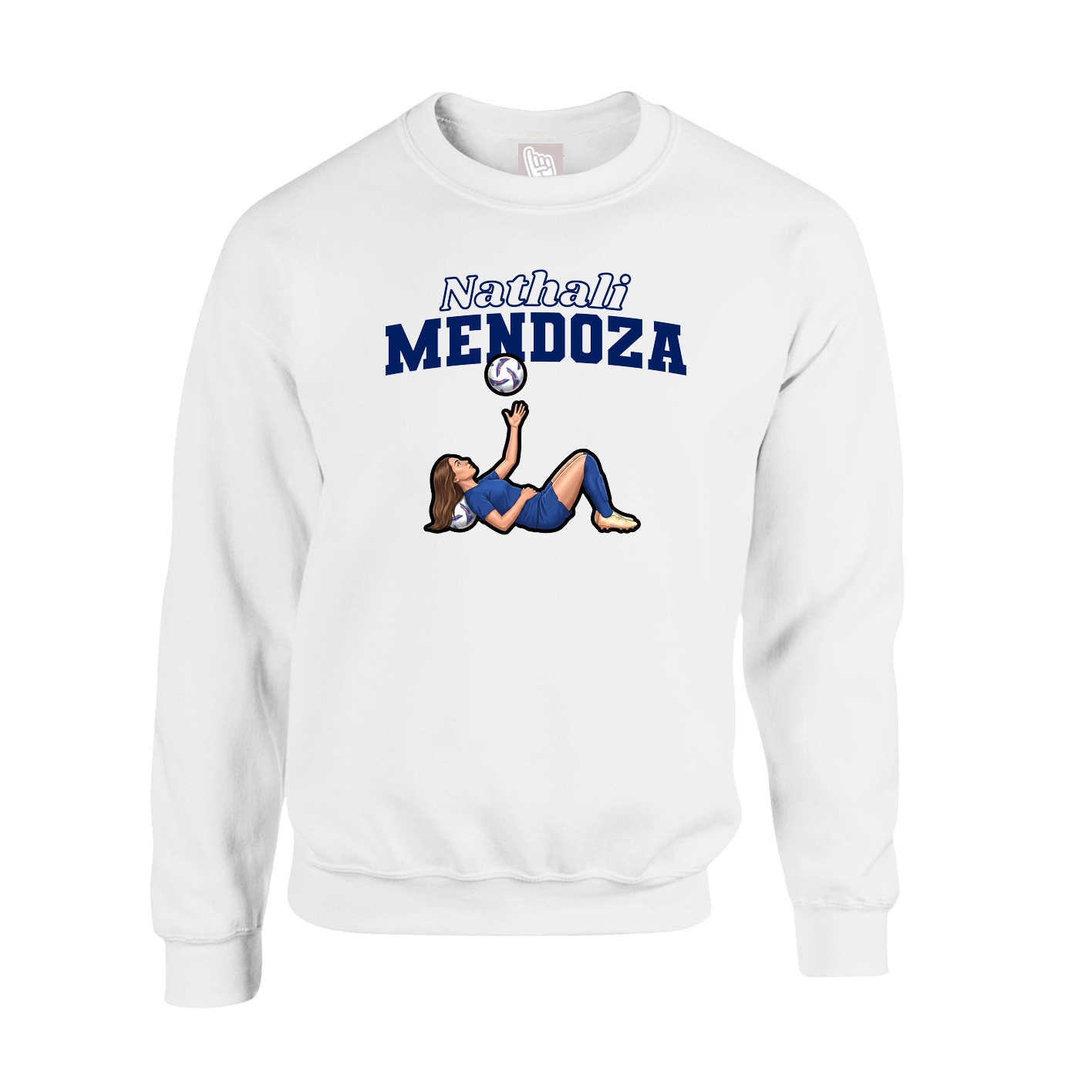 Fleece Crew — Name Arch in White