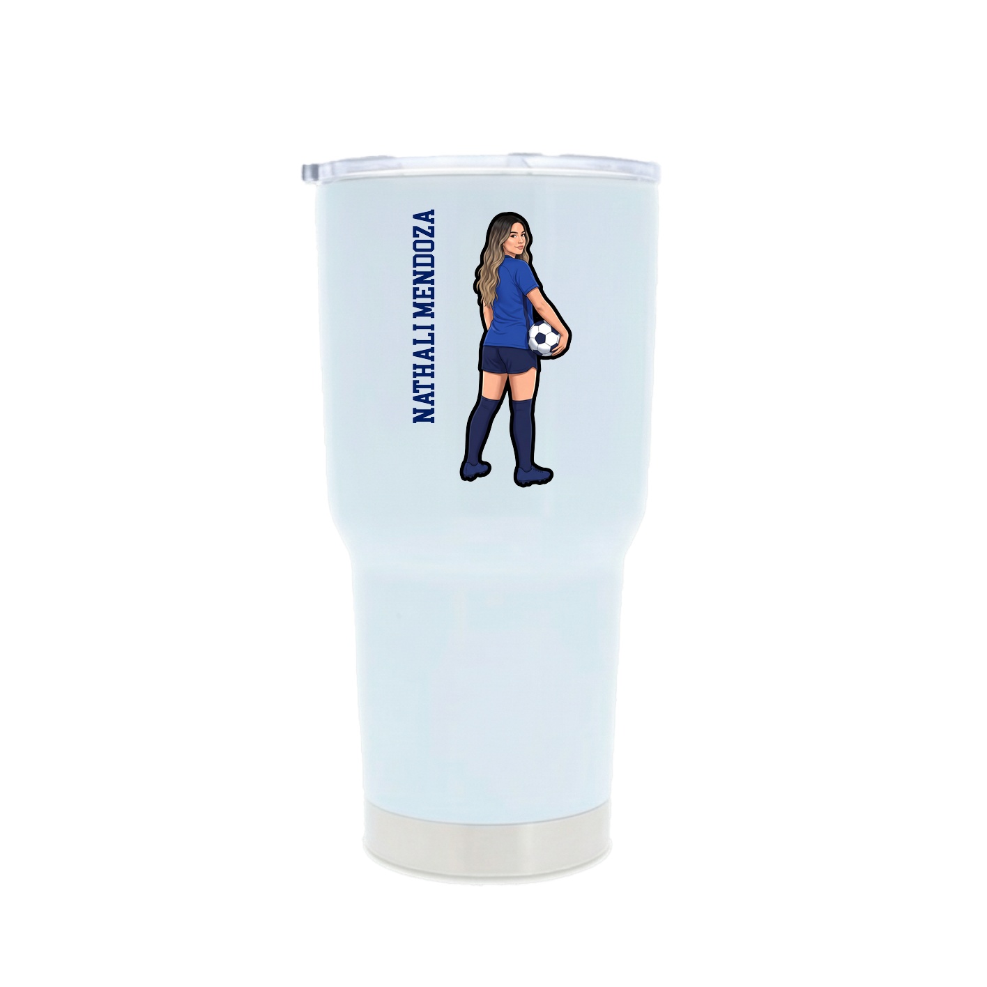 30oz Stainless Steel Tumbler — Name Vertical in White