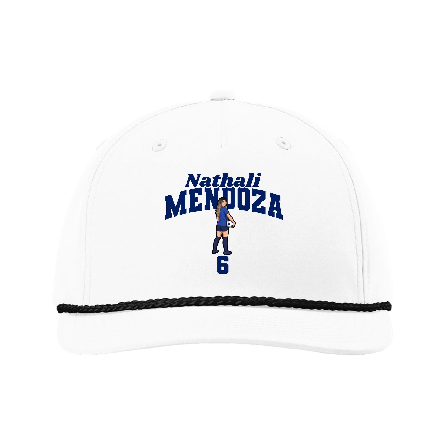 Five-Panel Classic Rope Cap — Signature Arch in White