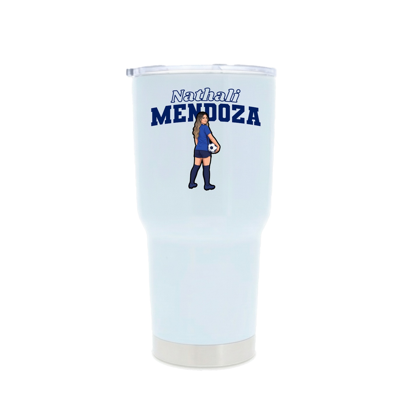 30oz Stainless Steel Tumbler — Name Arch in White