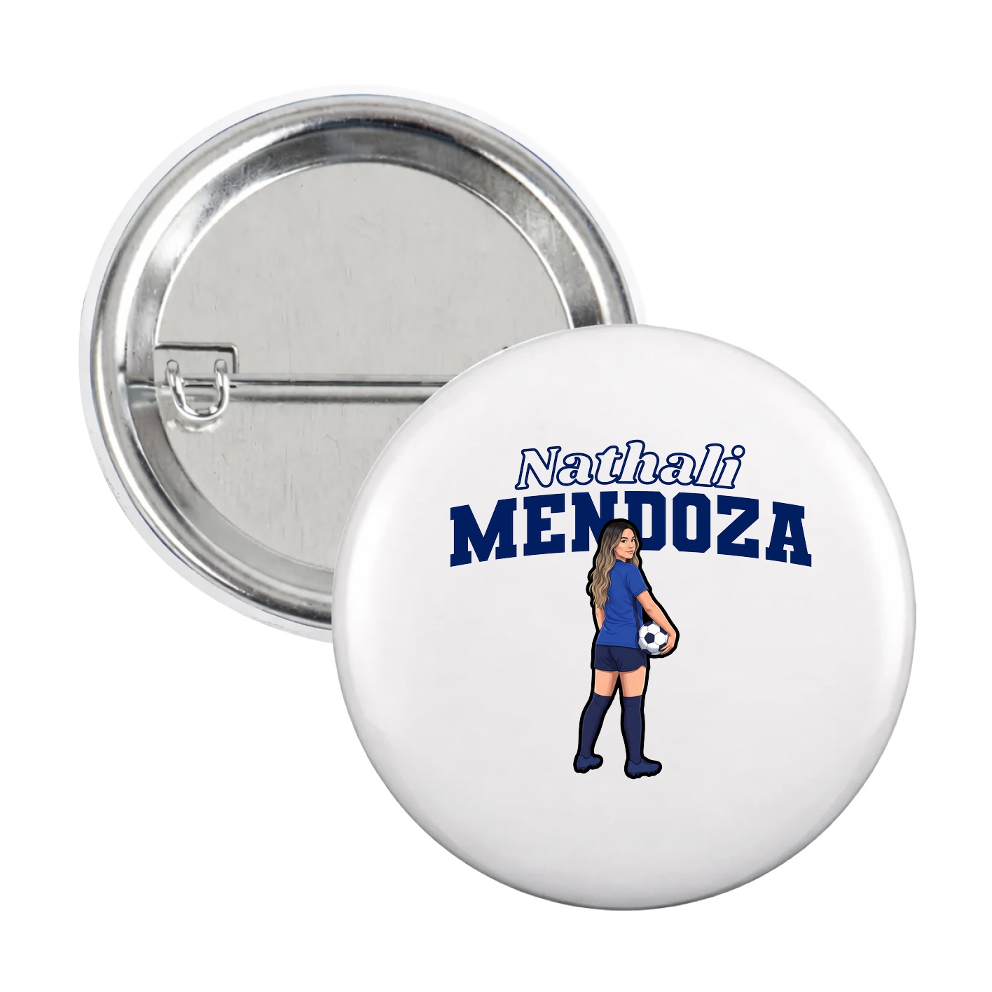 Game Day Button — Name Arch in White