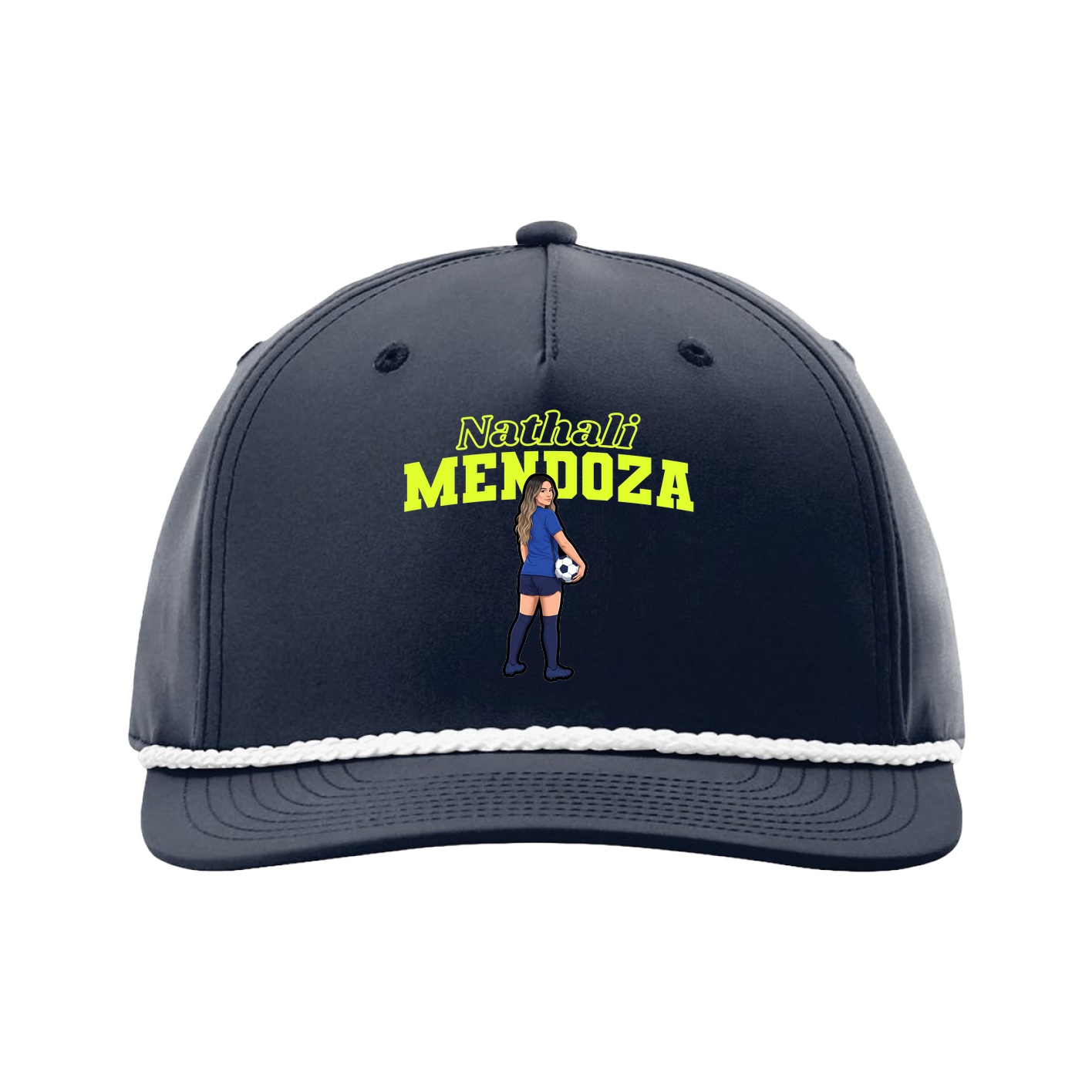 Five-Panel Classic Rope Cap — Name Arch in Navy