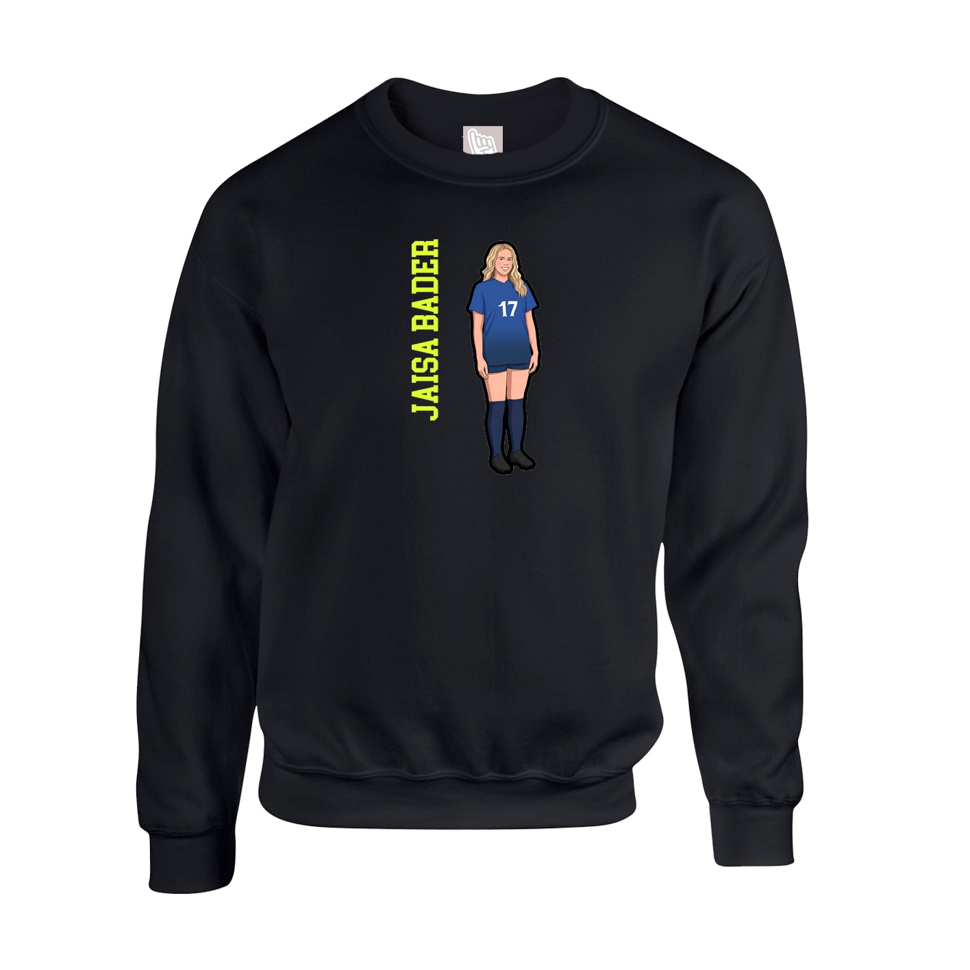 Fleece Crew — Name Vertical in Black
