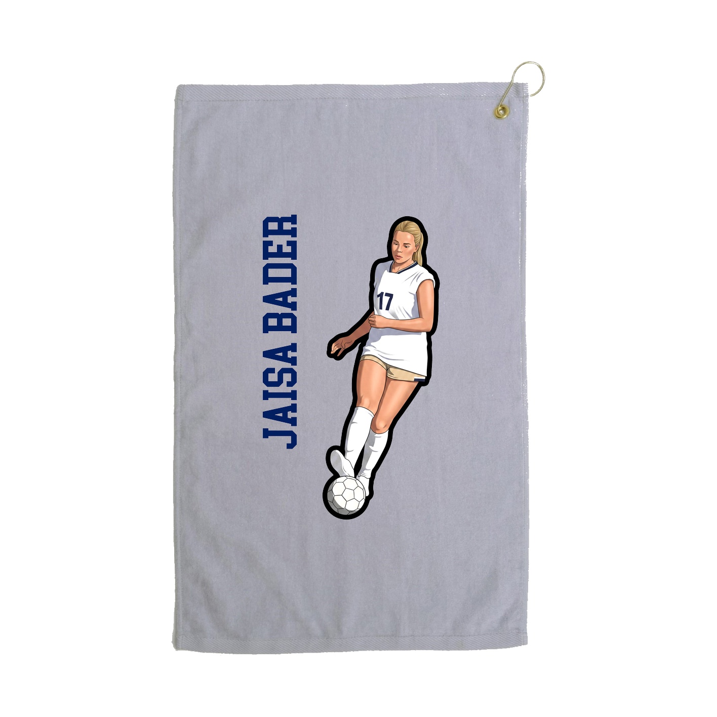 Golf Towel — Name Vertical in Grey