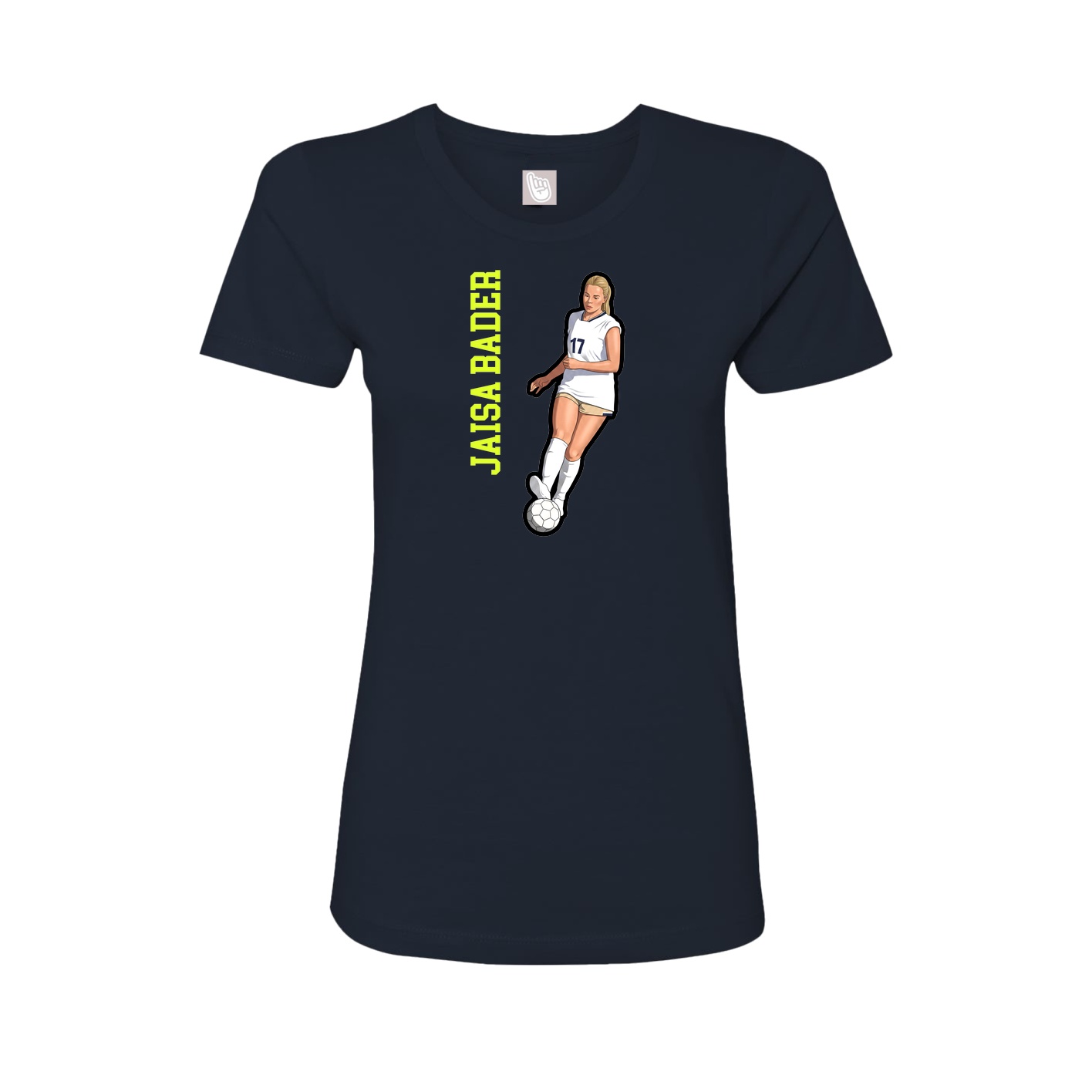 Fitted Women's Tee — Name Vertical in Navy