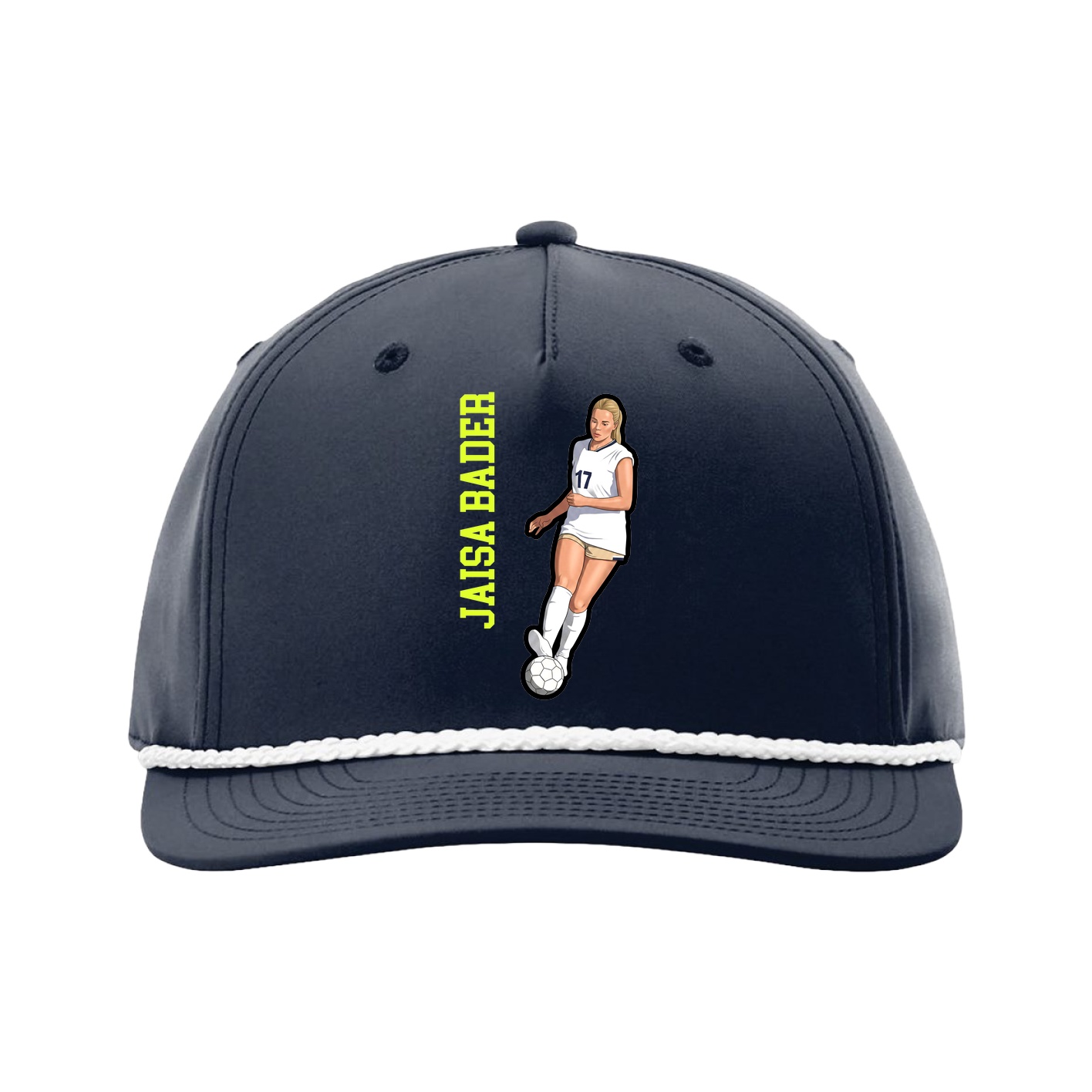 Five-Panel Classic Rope Cap — Name Vertical in Navy