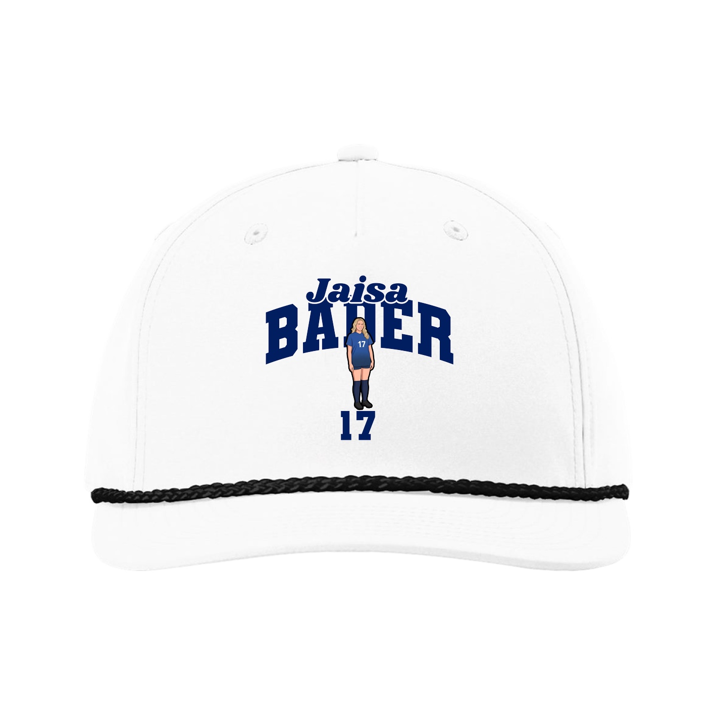Five-Panel Classic Rope Cap — Signature Arch in White