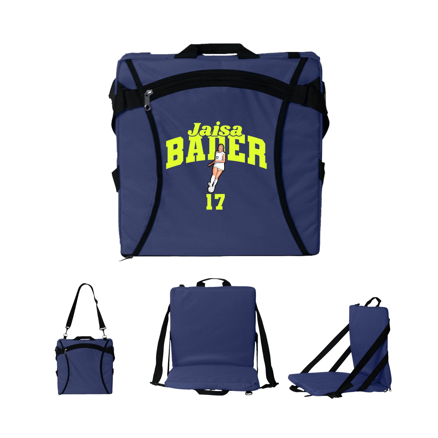 Folding Stadium Seat — Signature Arch in Navy