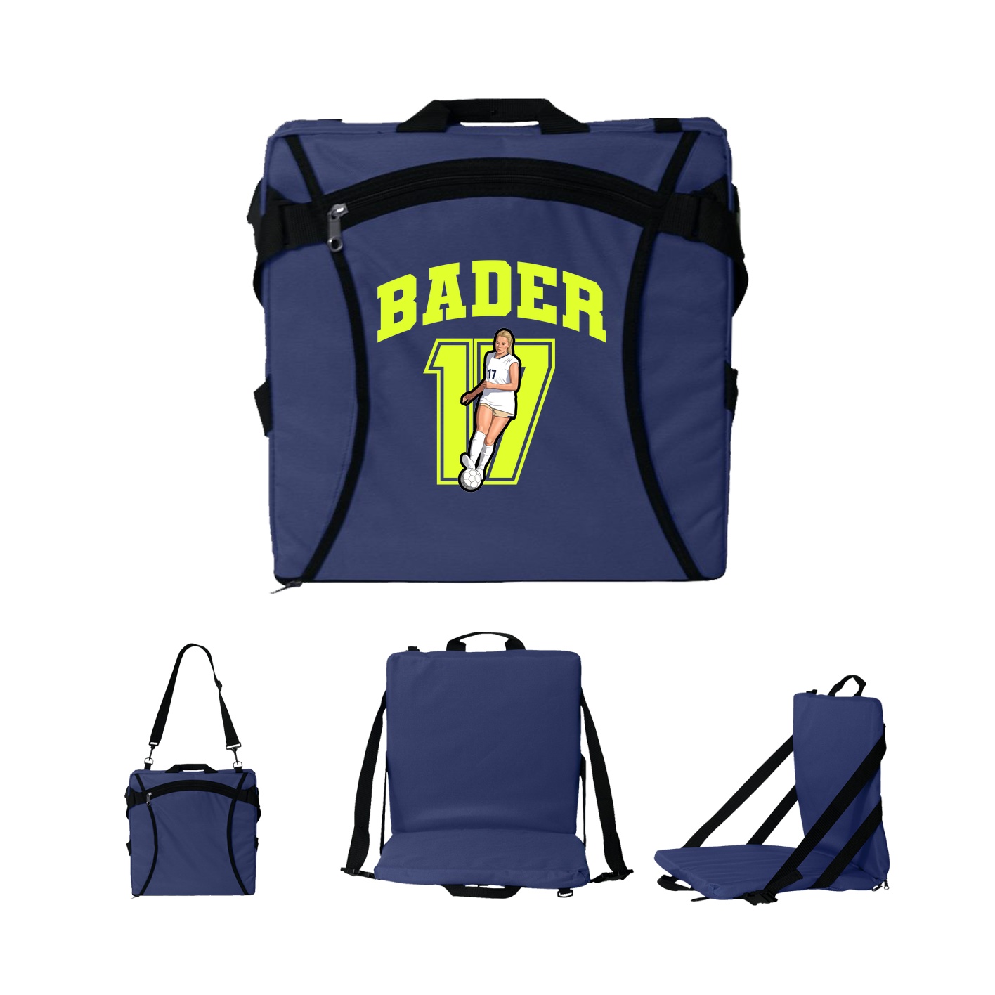 Folding Stadium Seat — Number in Navy