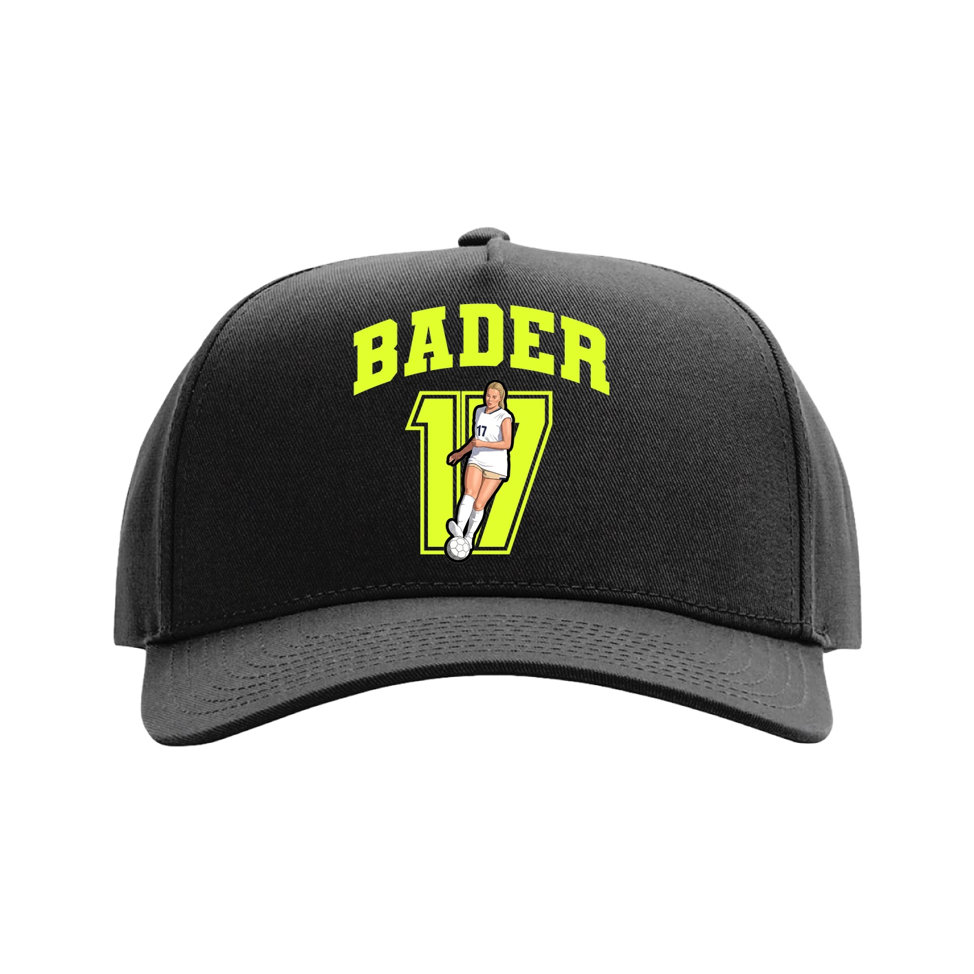 Full Fabric Five-Panel Champ Cap — Number in Black