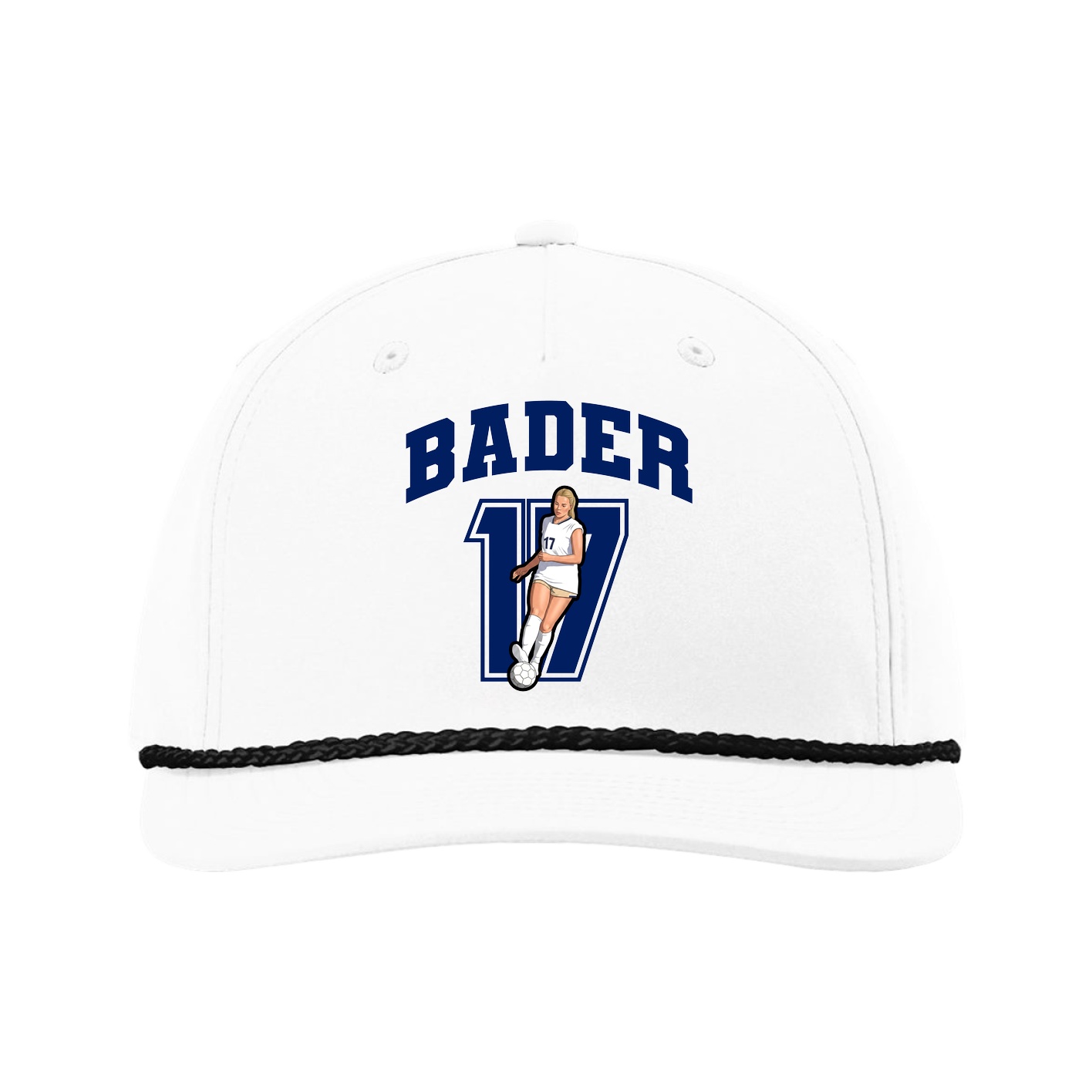 Five-Panel Classic Rope Cap — Number in White