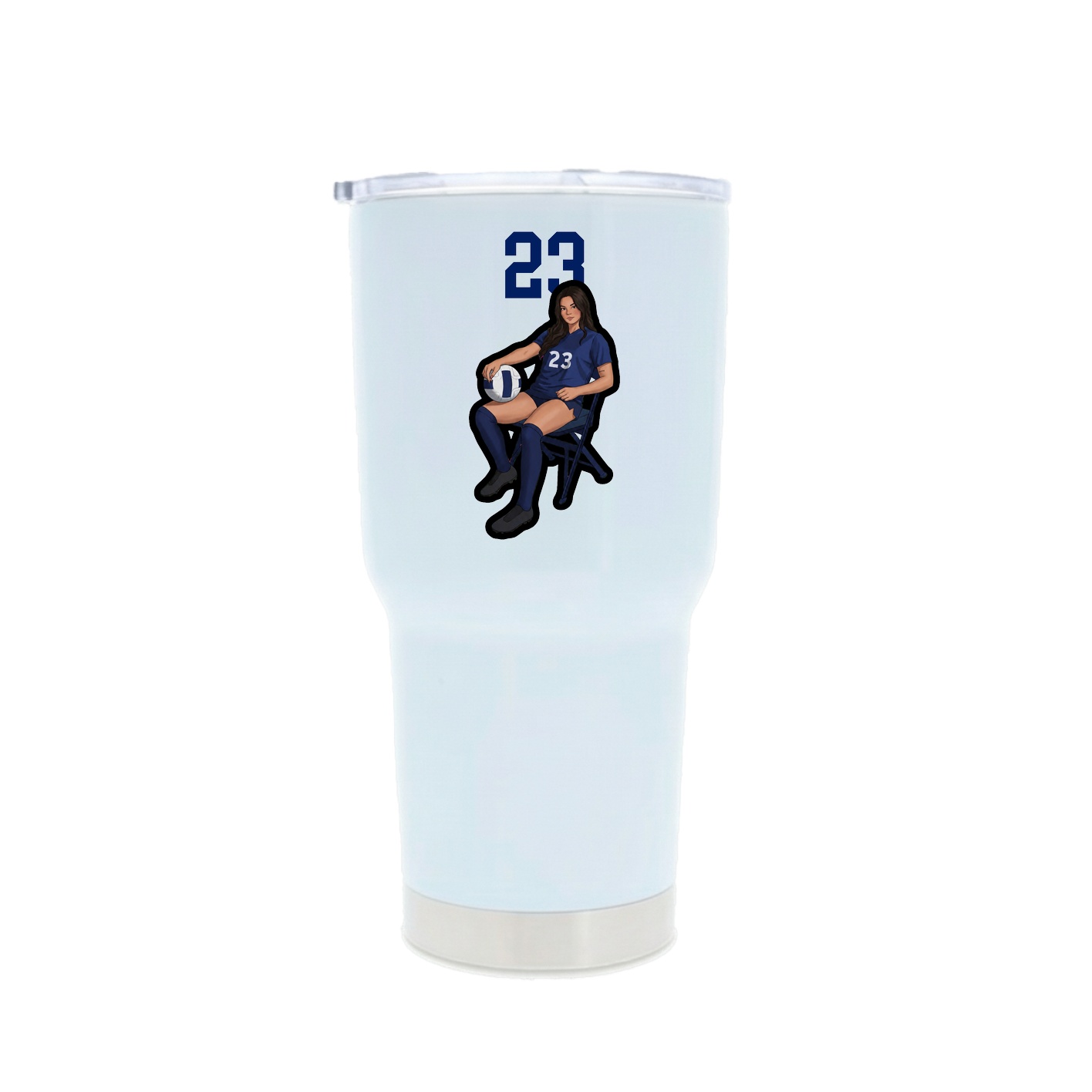 30oz Stainless Steel Tumbler — Number Top in White