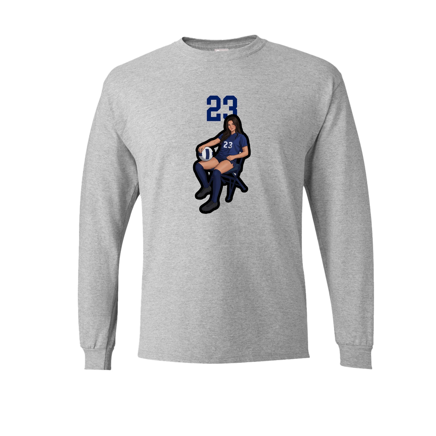 Long Sleeve Tee — Number Top in Grey