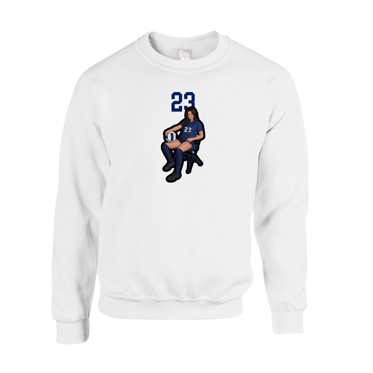 Fleece Crew — Number Top in White