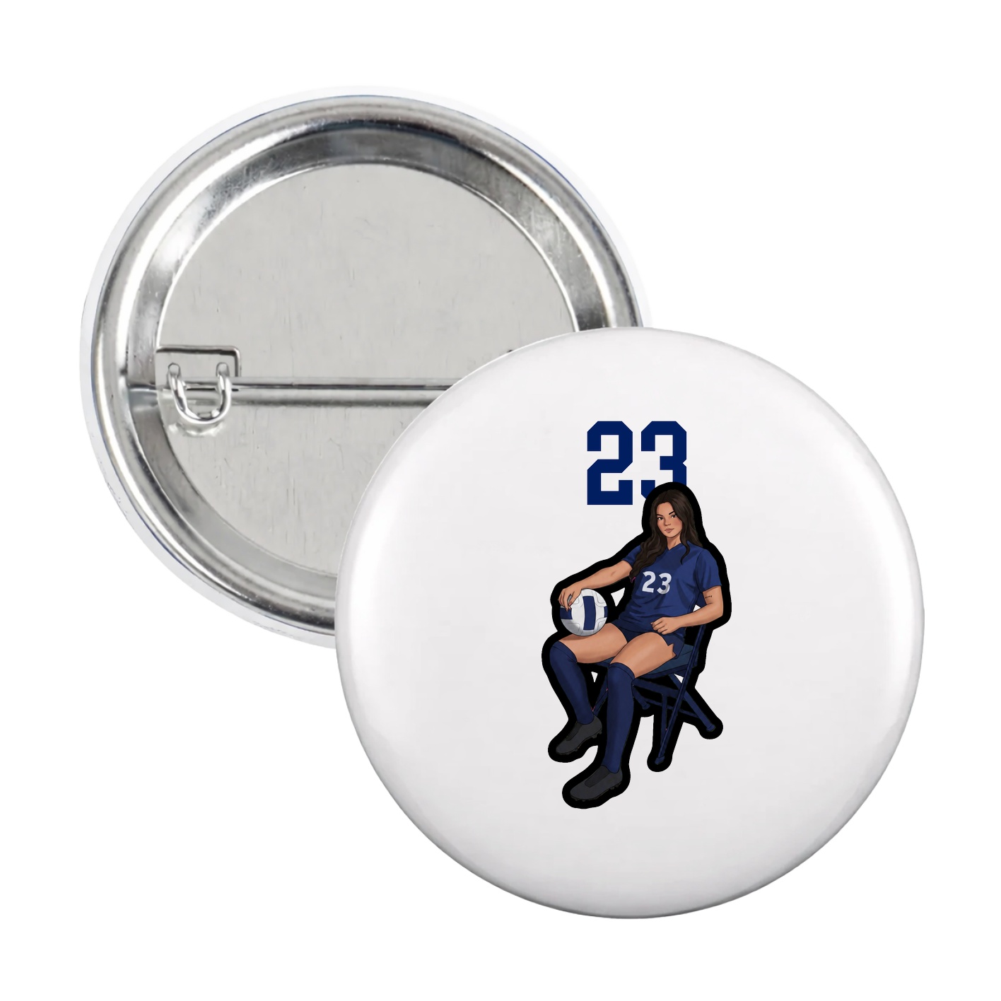 Game Day Button — Number Top in White