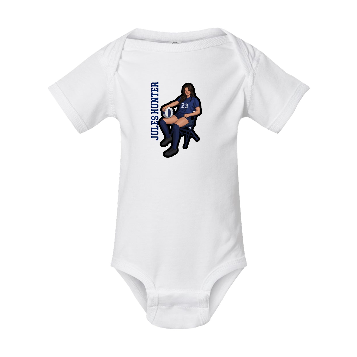 Baby Onesie — Name Vertical in White