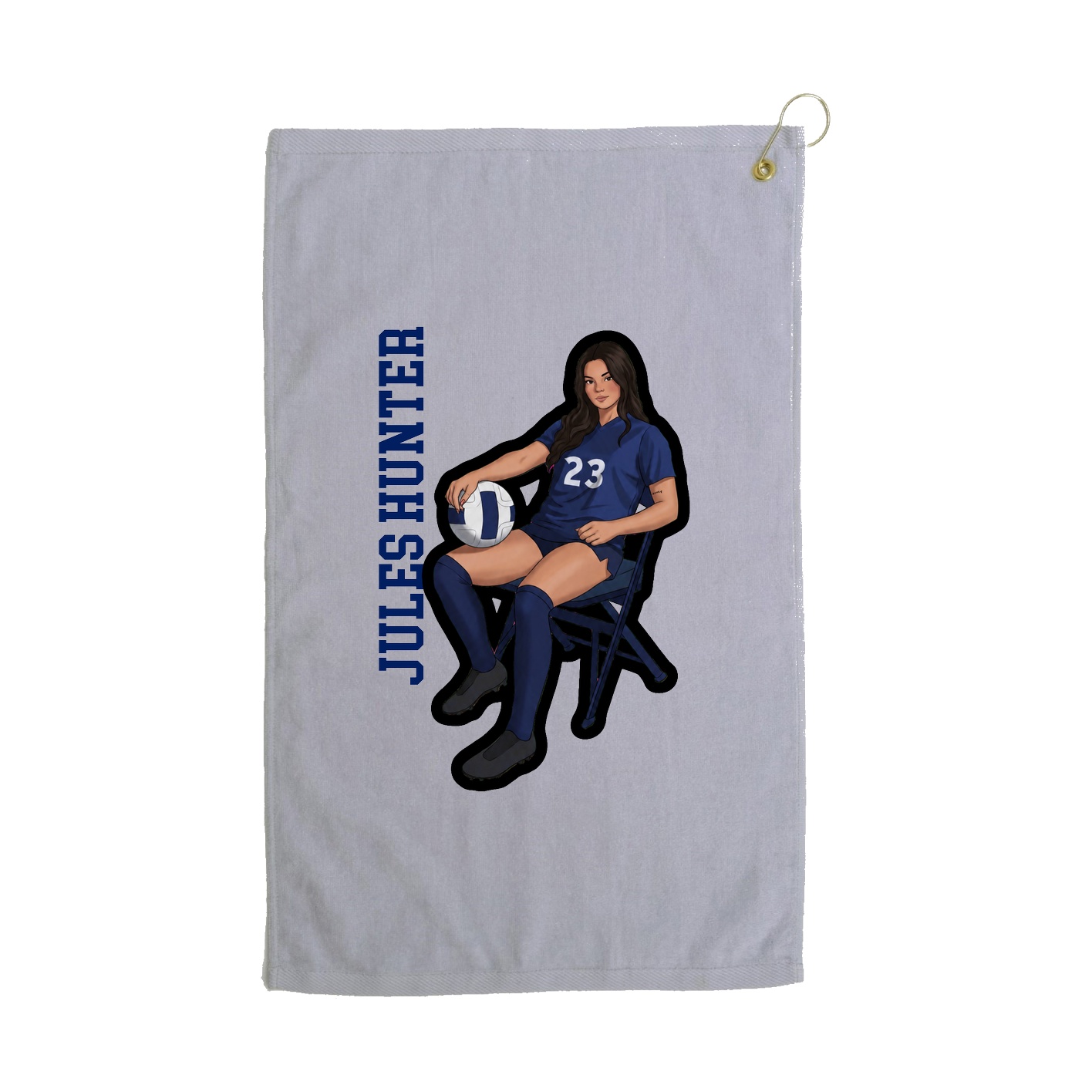 Golf Towel — Name Vertical in Grey