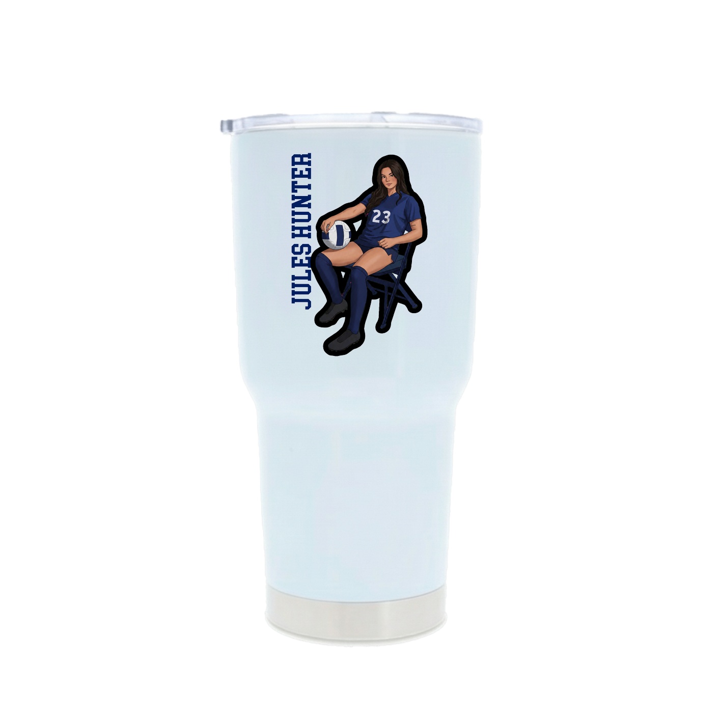 30oz Stainless Steel Tumbler — Name Vertical in White