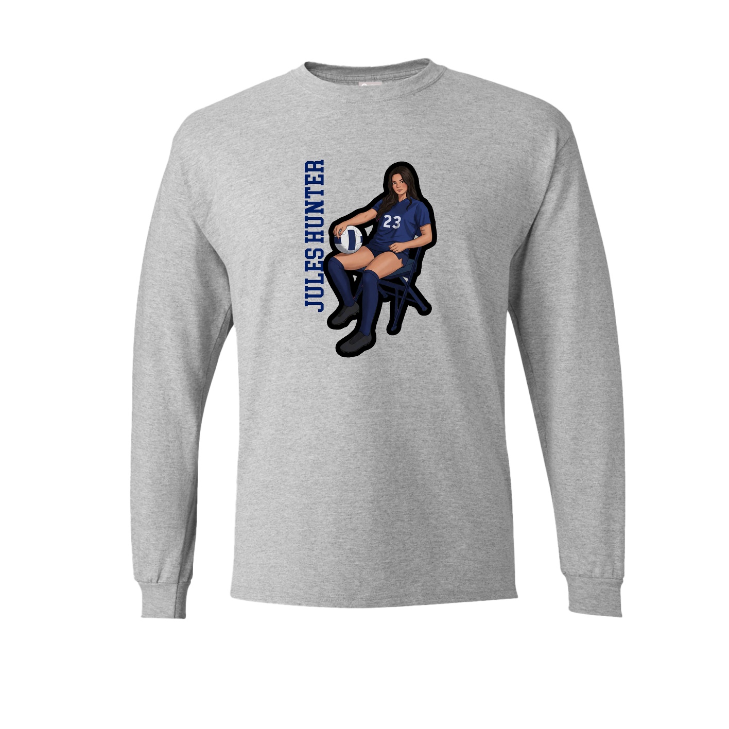 Long Sleeve Tee — Name Vertical in Grey