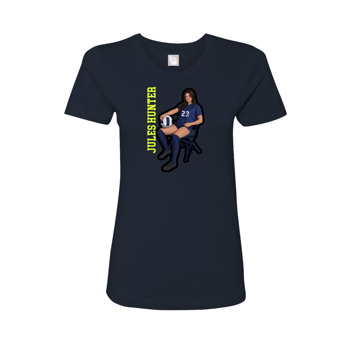 Fitted Women's Tee — Name Vertical in Navy