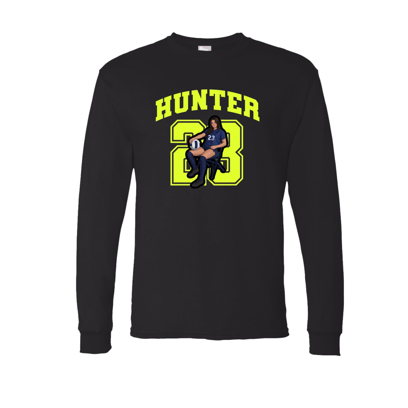 Long Sleeve Tee — Number in Black