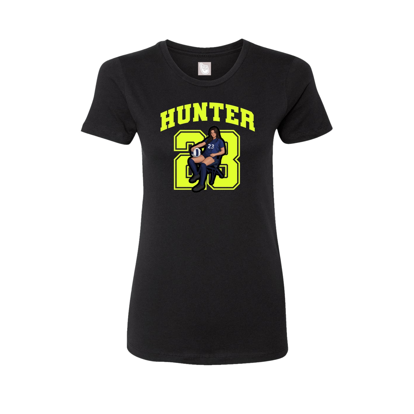 Fitted Women's Tee — Number in Black