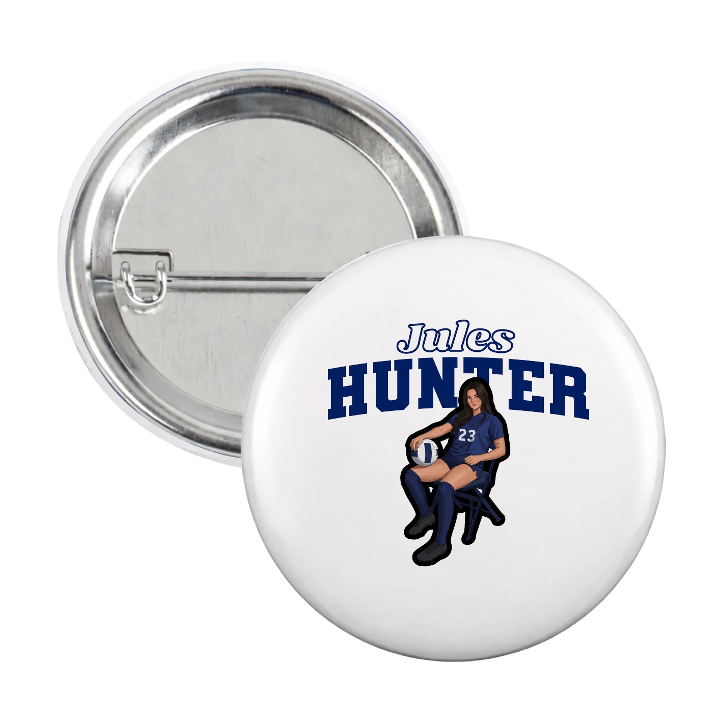 Game Day Button — Name Arch in White